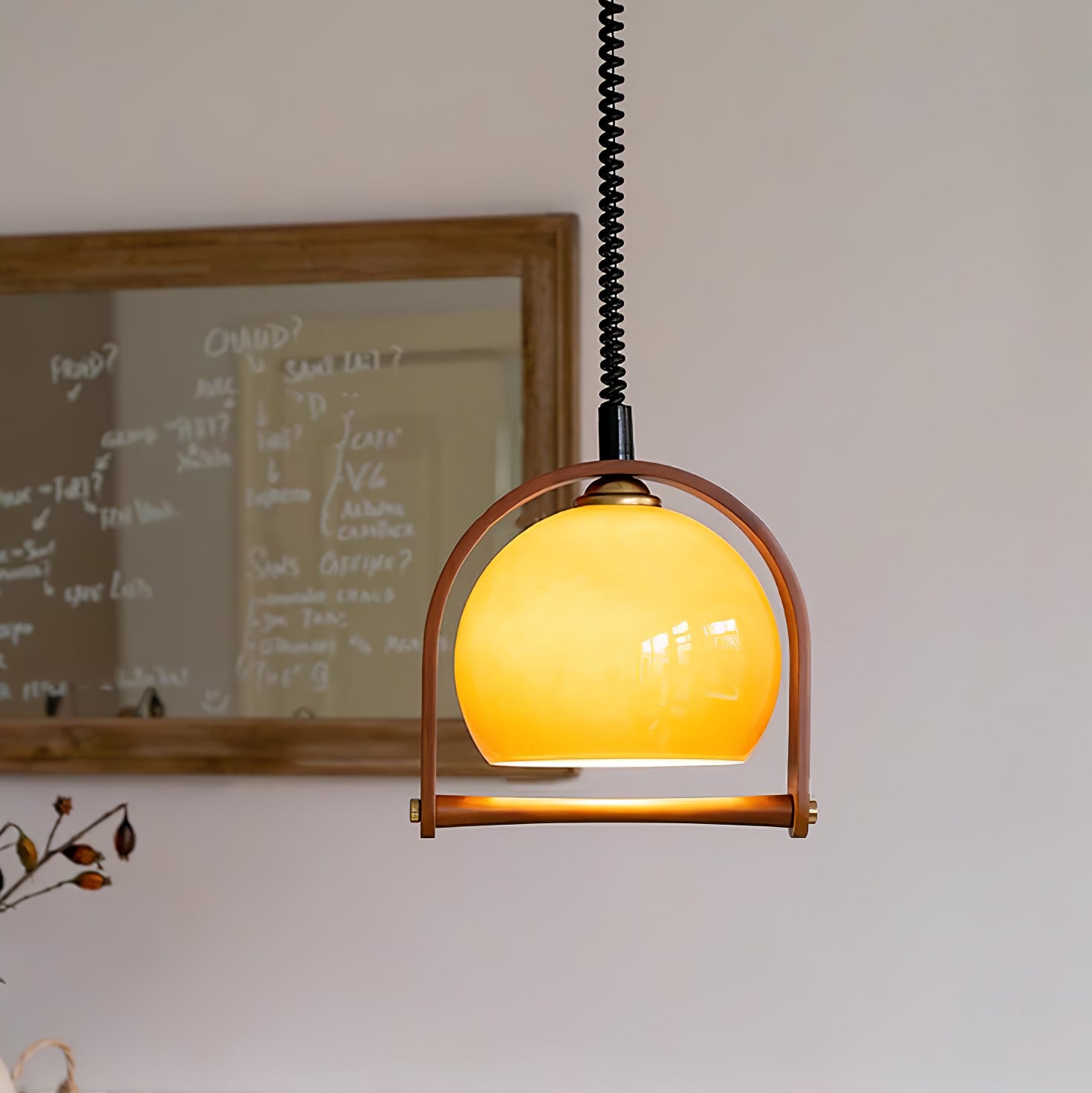 Cesilarae Premium Nordic Art Glass Wood Pendant Lamp-Neutral Decor