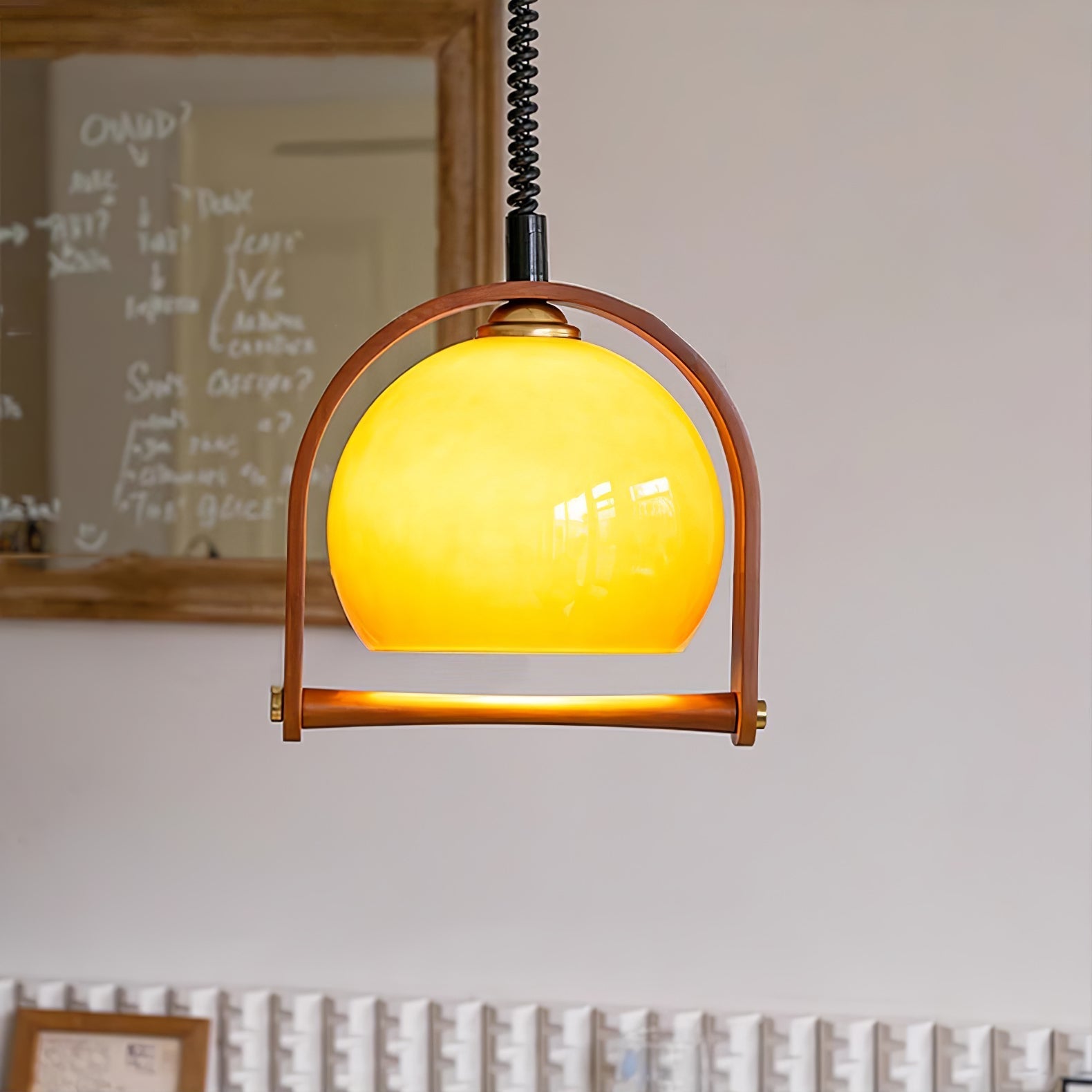 Cesilarae Premium Nordic Art Glass Wood Pendant Lamp-Neutral Decor