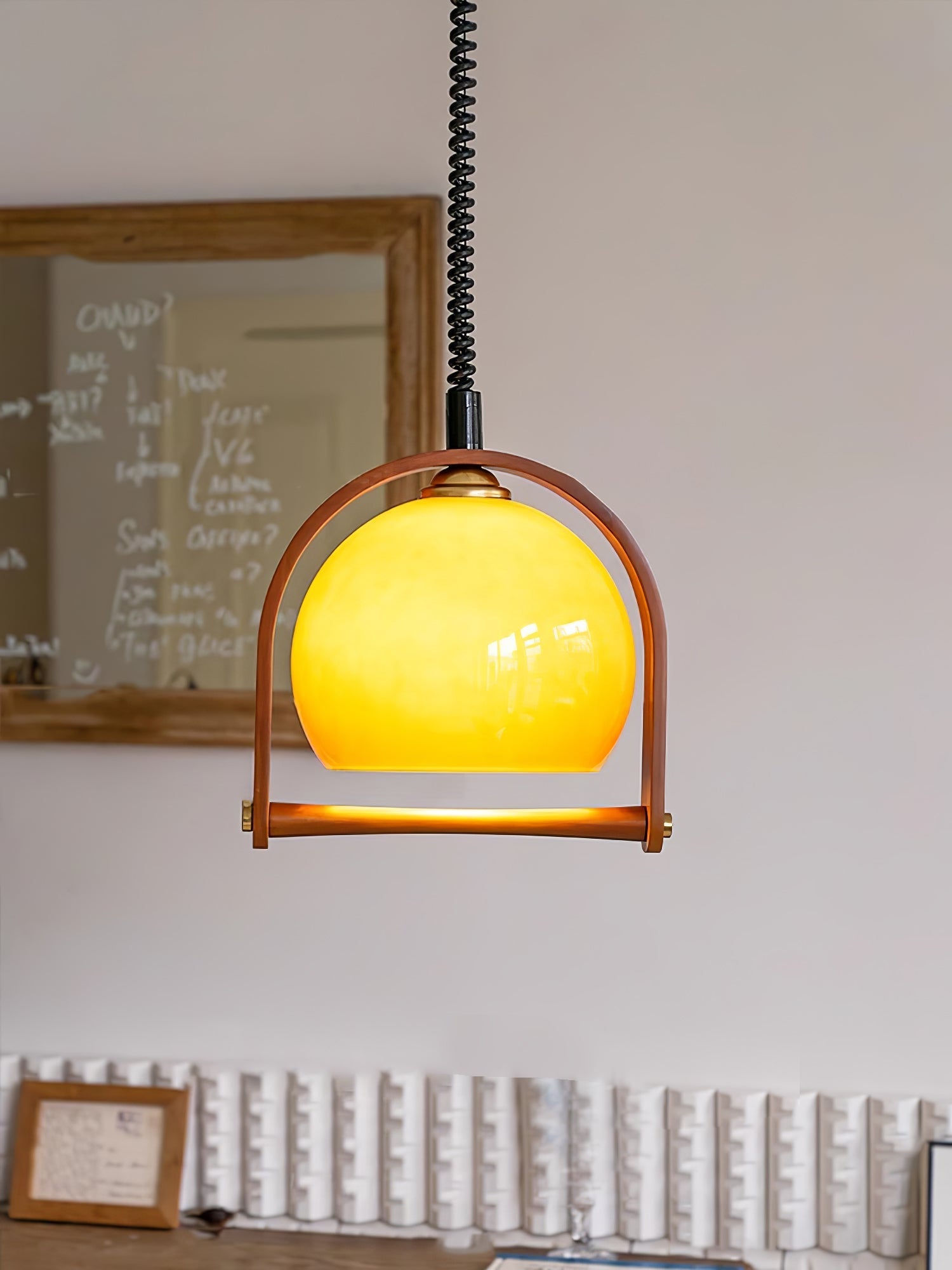 Cesilarae Premium Nordic Art Glass Wood Pendant Lamp-Neutral Decor