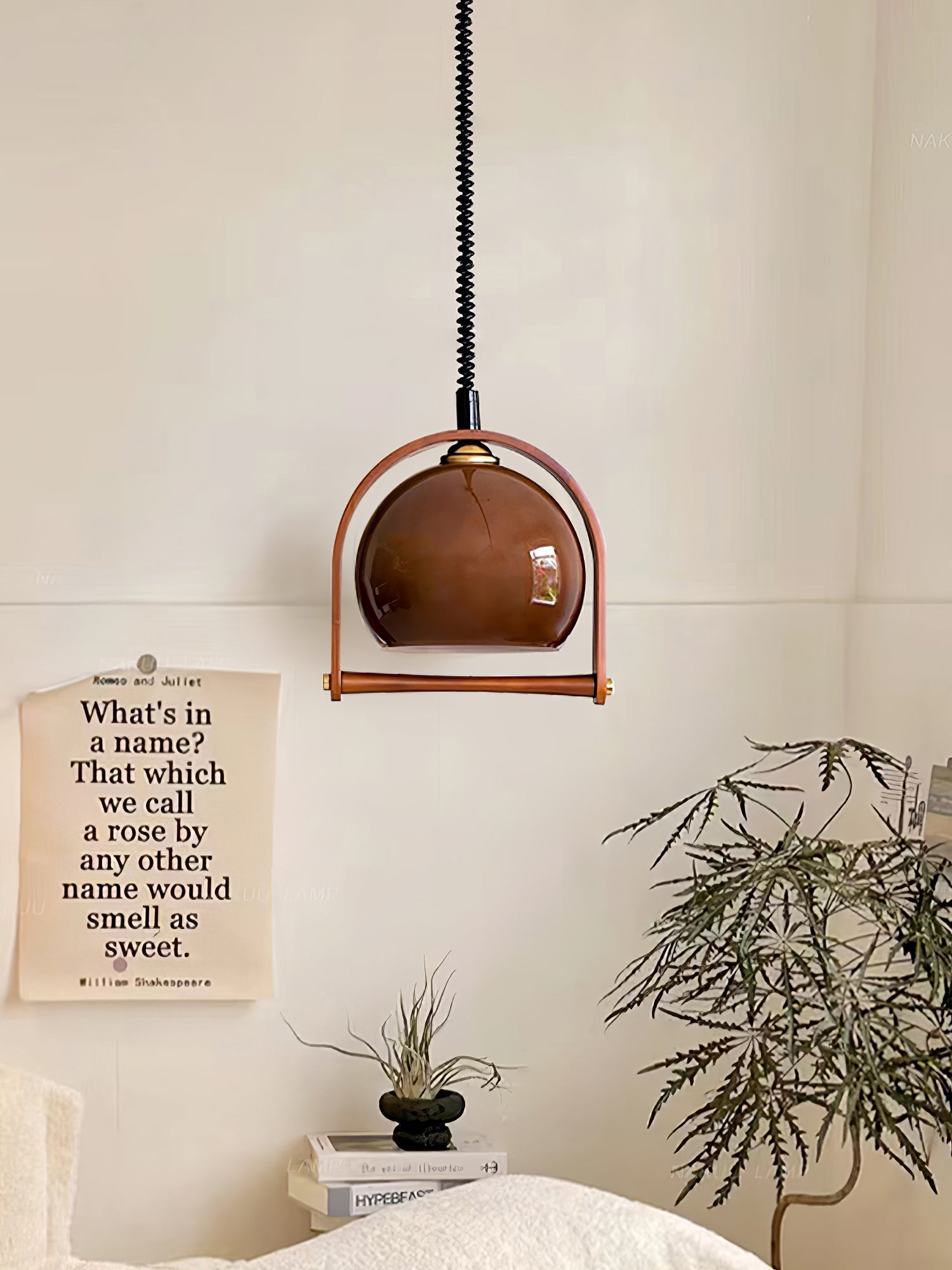 Cesilarae Premium Nordic Art Glass Wood Pendant Lamp-Neutral Decor