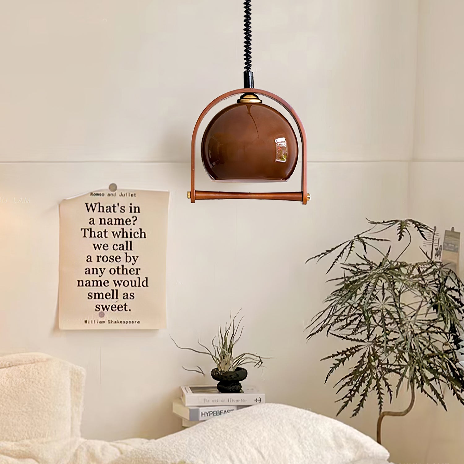 Cesilarae Premium Nordic Art Glass Wood Pendant Lamp-Neutral Decor