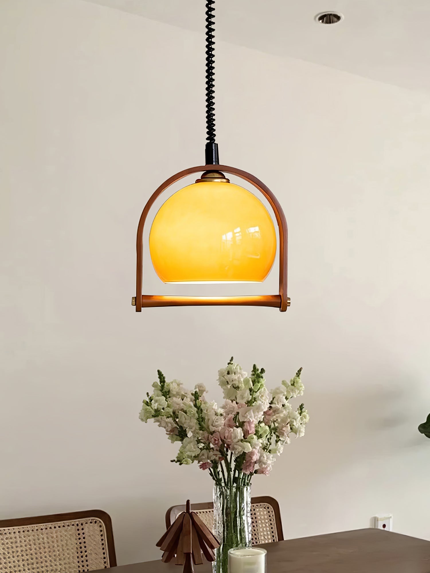 Cesilarae Premium Nordic Art Glass Wood Pendant Lamp-Neutral Decor