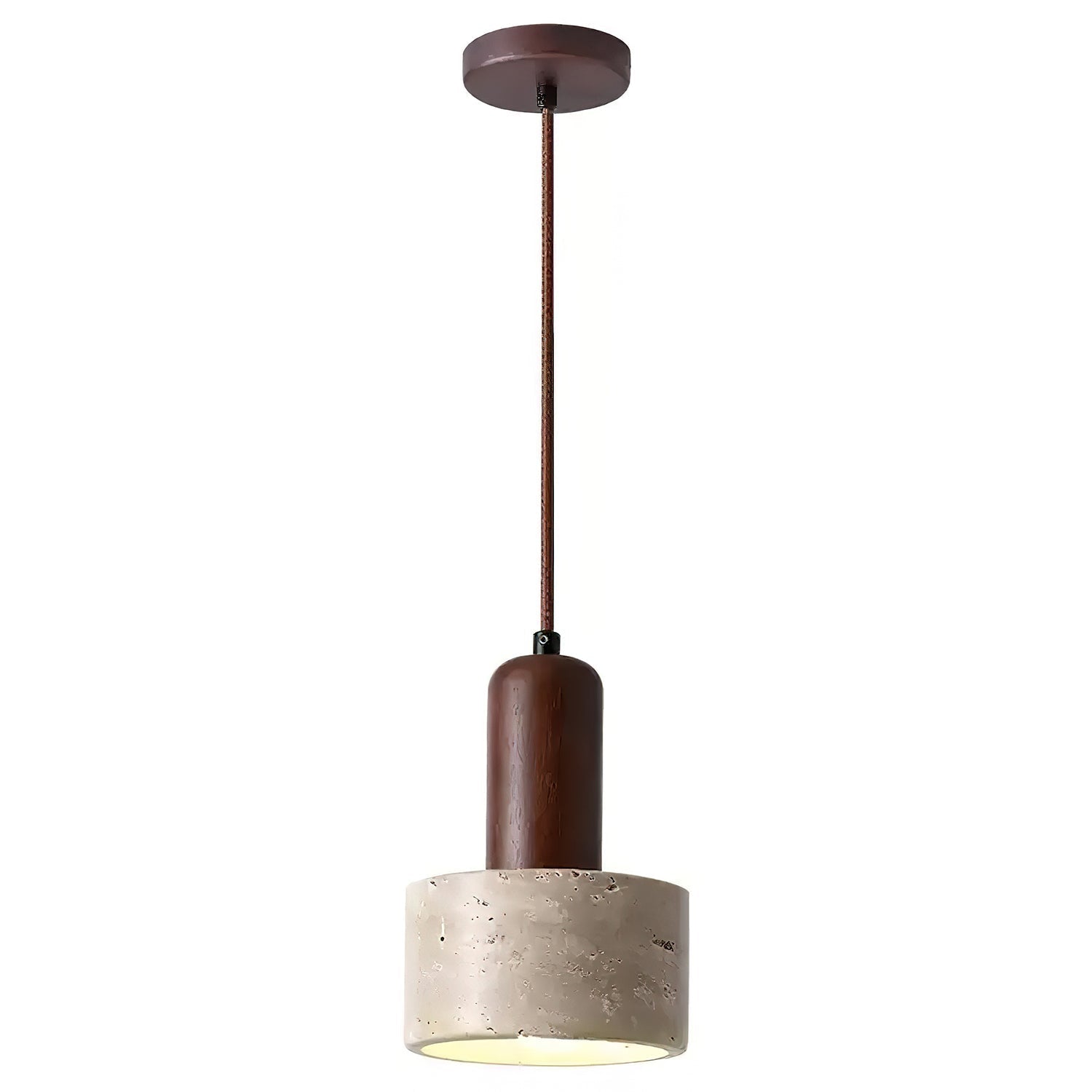 Jlynis Dual-Material Travertine Pendant Light-Neutral Decor