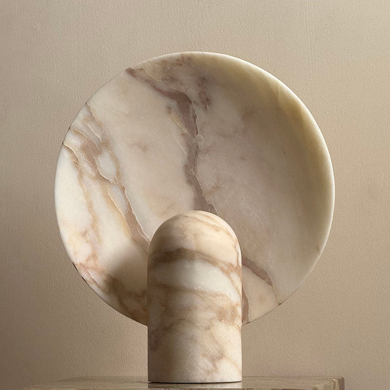 Grey marble lamp in a professional setting.