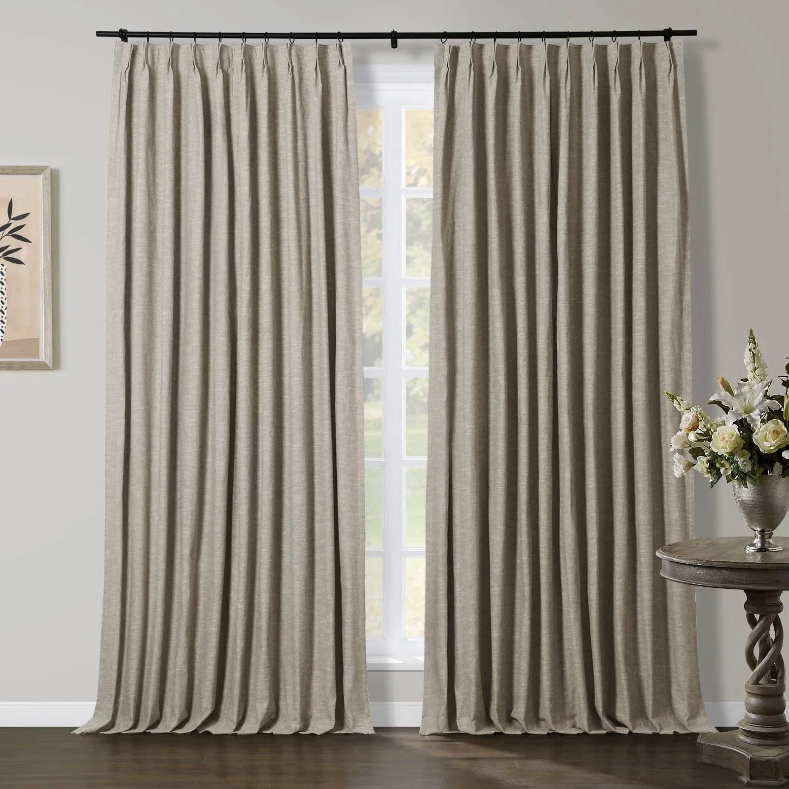 Jenna Linen Curtains & Drapes Pleated-Neutral Decor