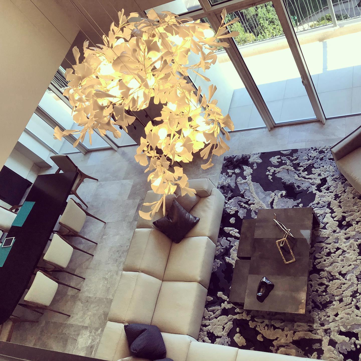 Ayla Chandelier Gingko Petal Ceramic-Neutral Decor