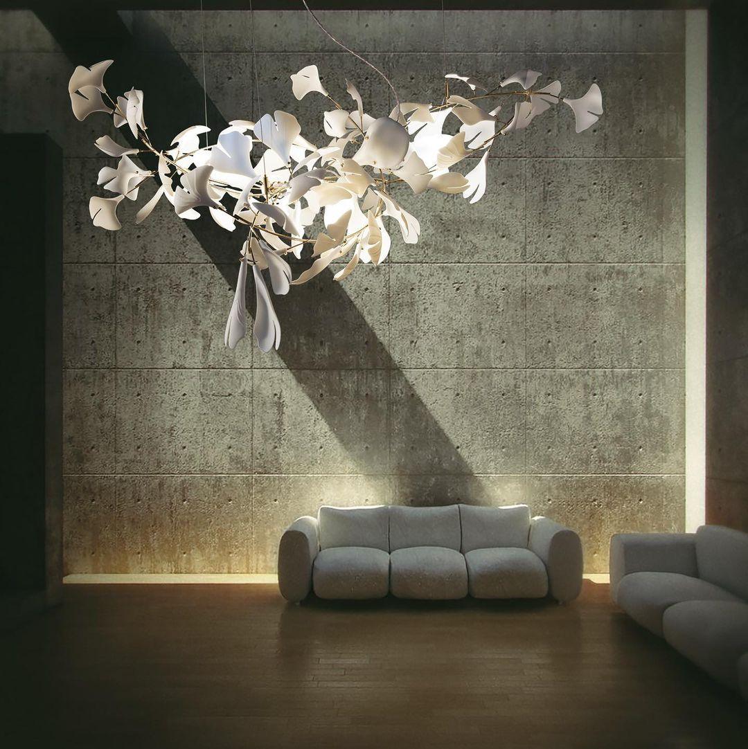 Ayla Chandelier Gingko Petal Ceramic-Neutral Decor