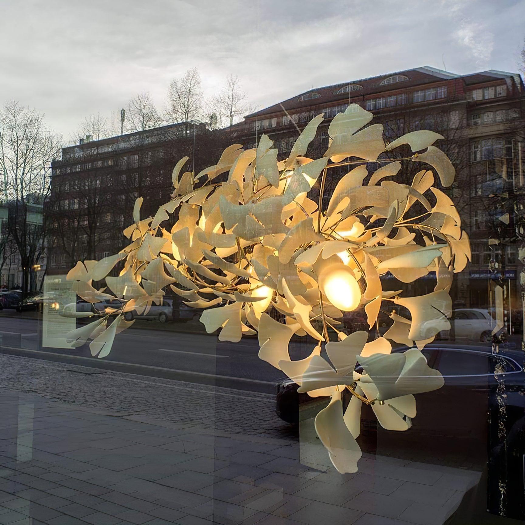 Ayla Chandelier Gingko Petal Ceramic-Neutral Decor