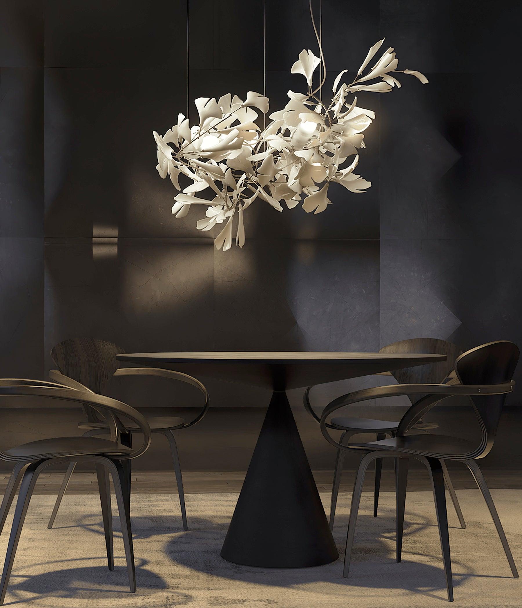 Ayla Chandelier Gingko Petal Ceramic-Neutral Decor