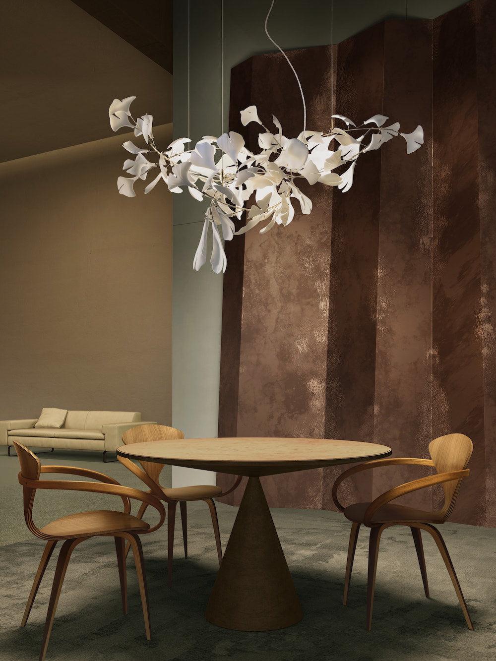 Ayla Chandelier Gingko Petal Ceramic-Neutral Decor