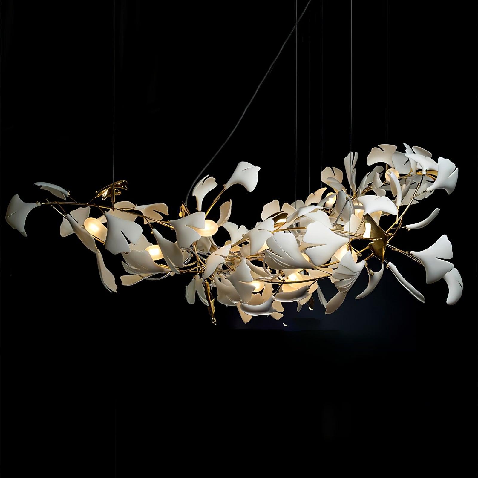 Ayla Chandelier Gingko Petal Ceramic-Neutral Decor