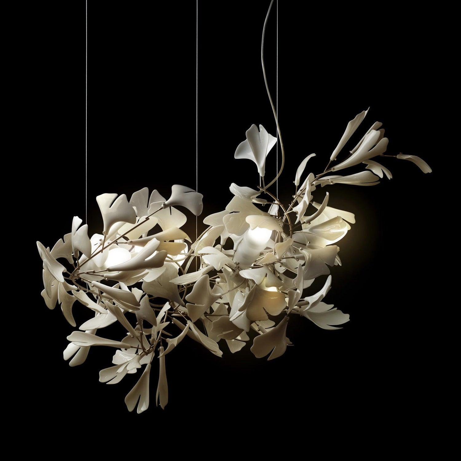 Ayla Chandelier Gingko Petal Ceramic-Neutral Decor
