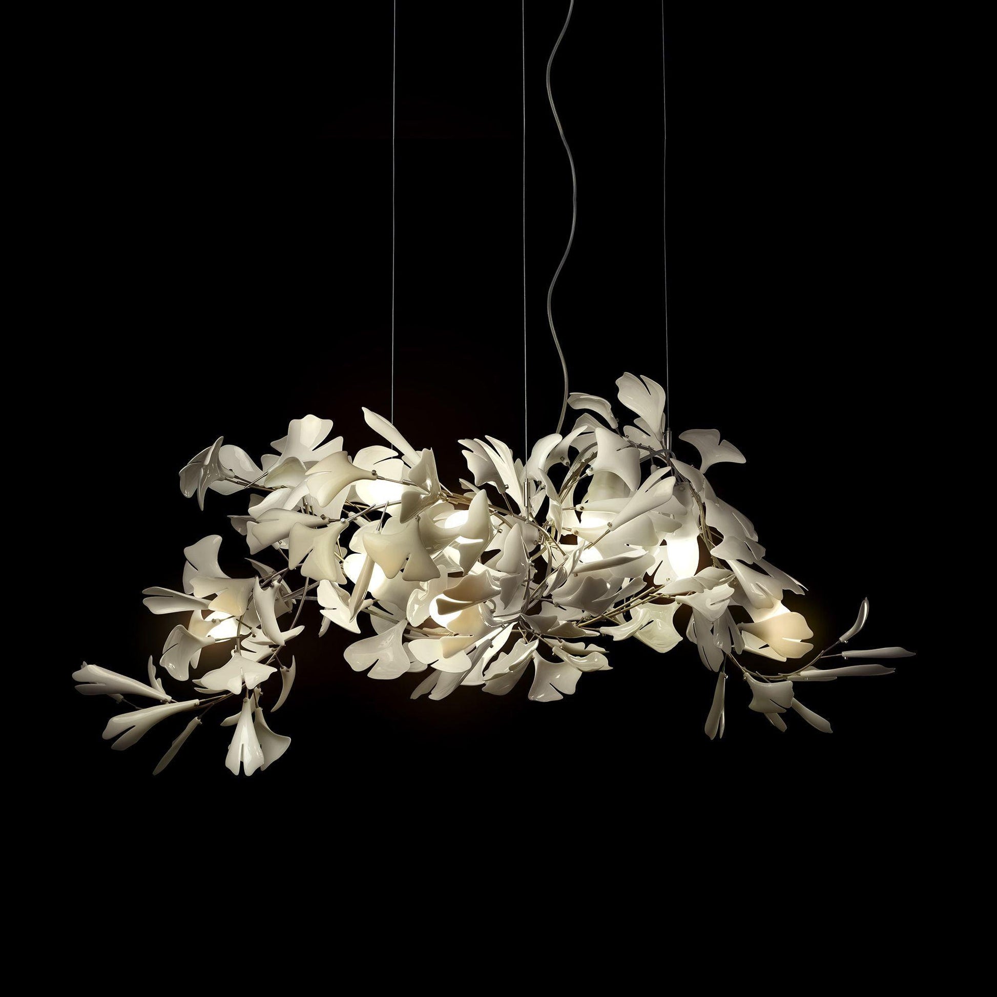 Ayla Chandelier Gingko Petal Ceramic-Neutral Decor