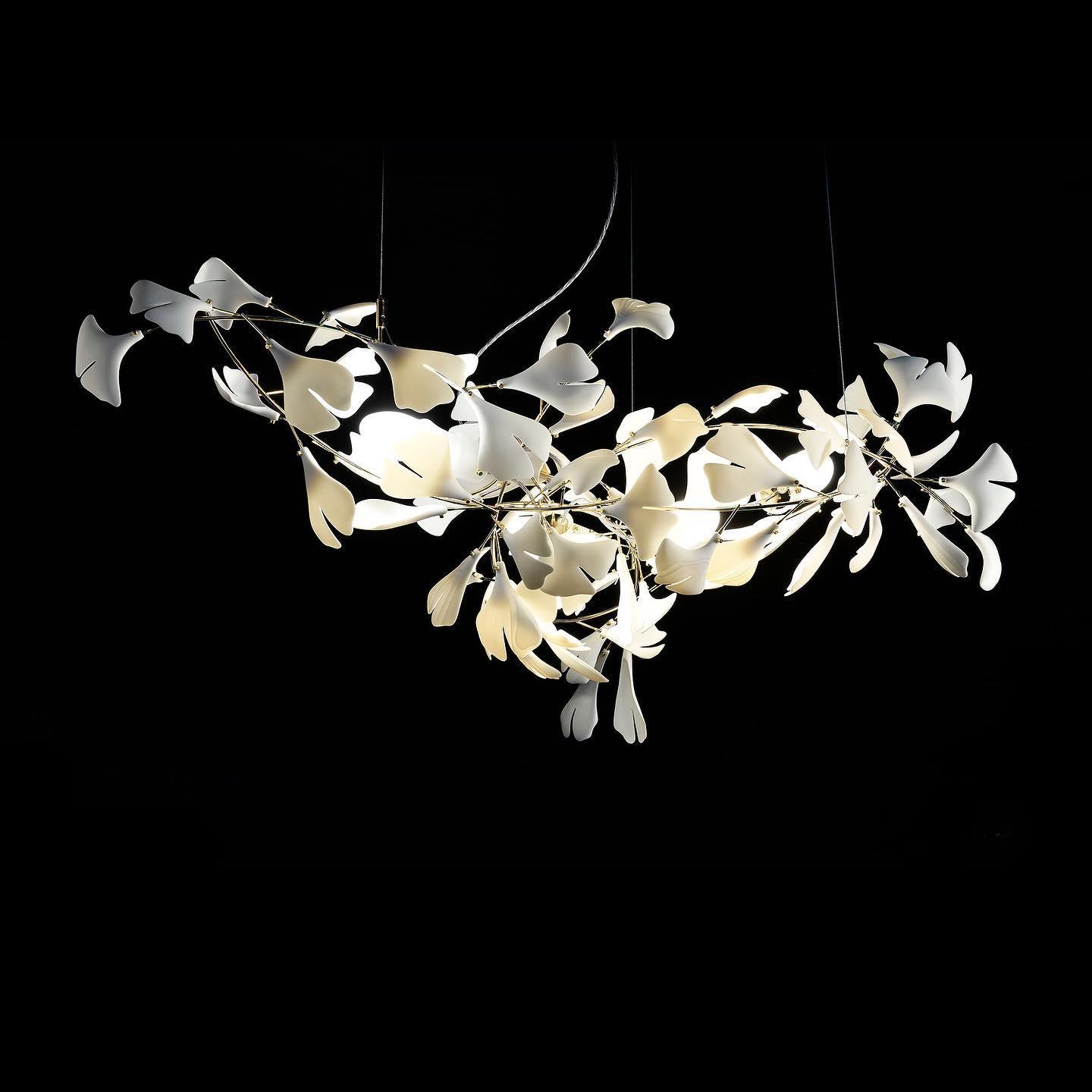 Ayla Chandelier Gingko Petal Ceramic-Neutral Decor