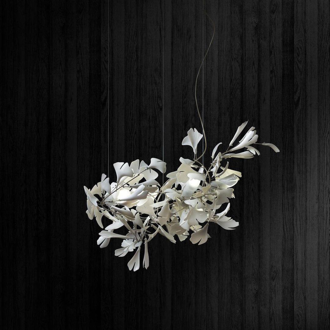 Ayla Chandelier Gingko Petal Ceramic-Neutral Decor