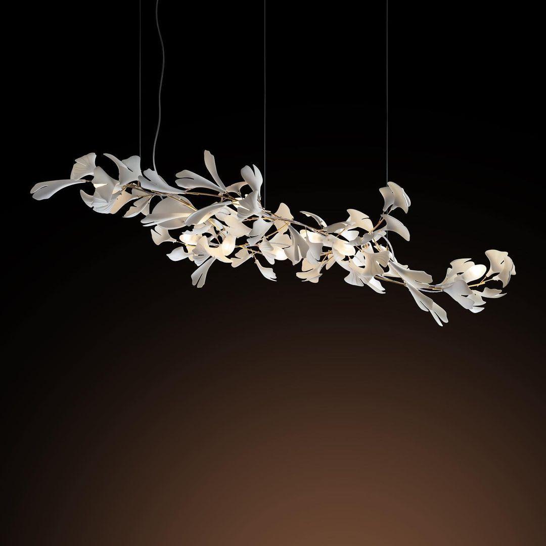 Ayla Chandelier Gingko Petal Ceramic-Neutral Decor