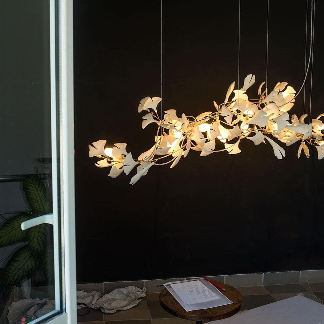 Ayla Chandelier Gingko Petal Ceramic-Neutral Decor