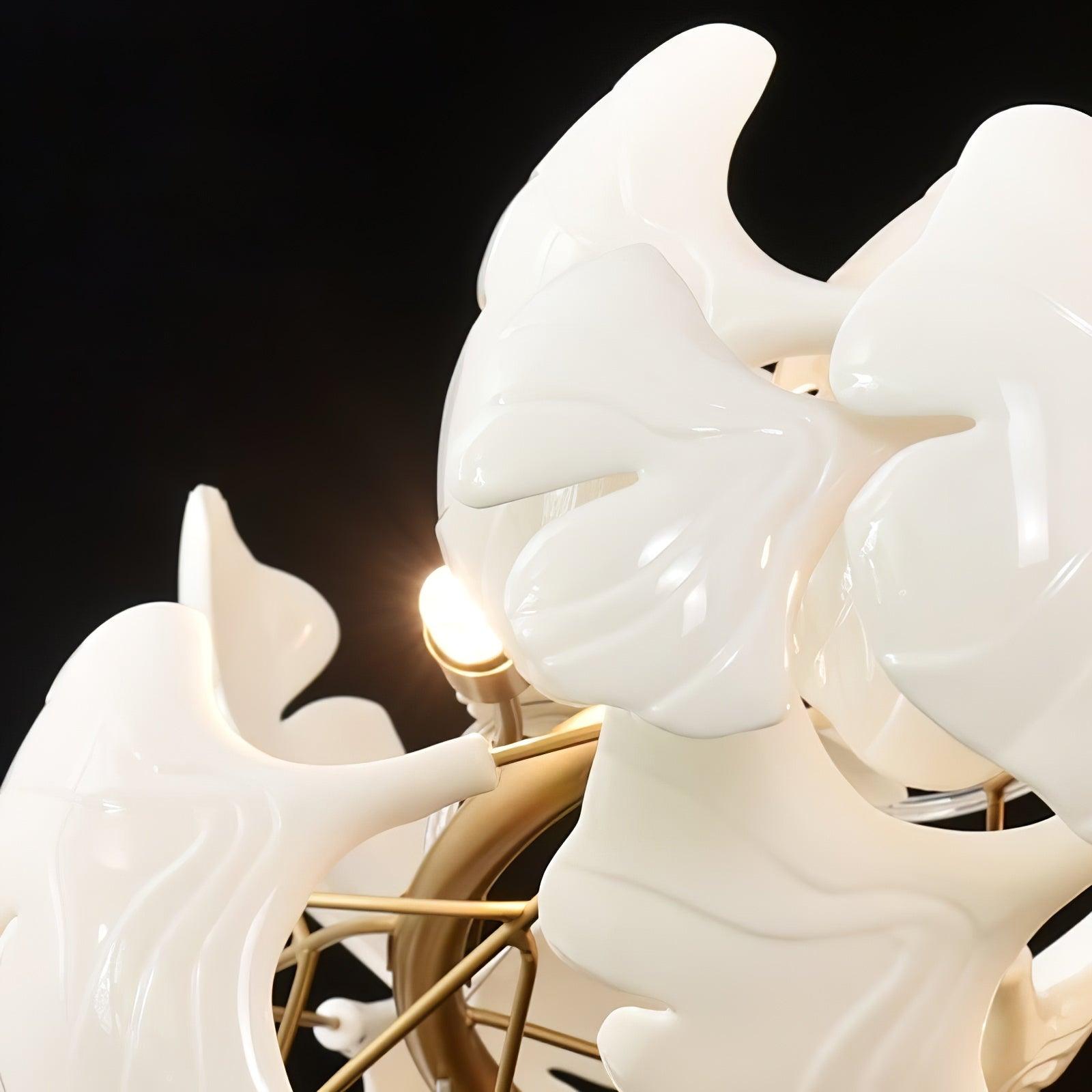 Ayla Chandelier Gingko Petal Ceramic-Neutral Decor