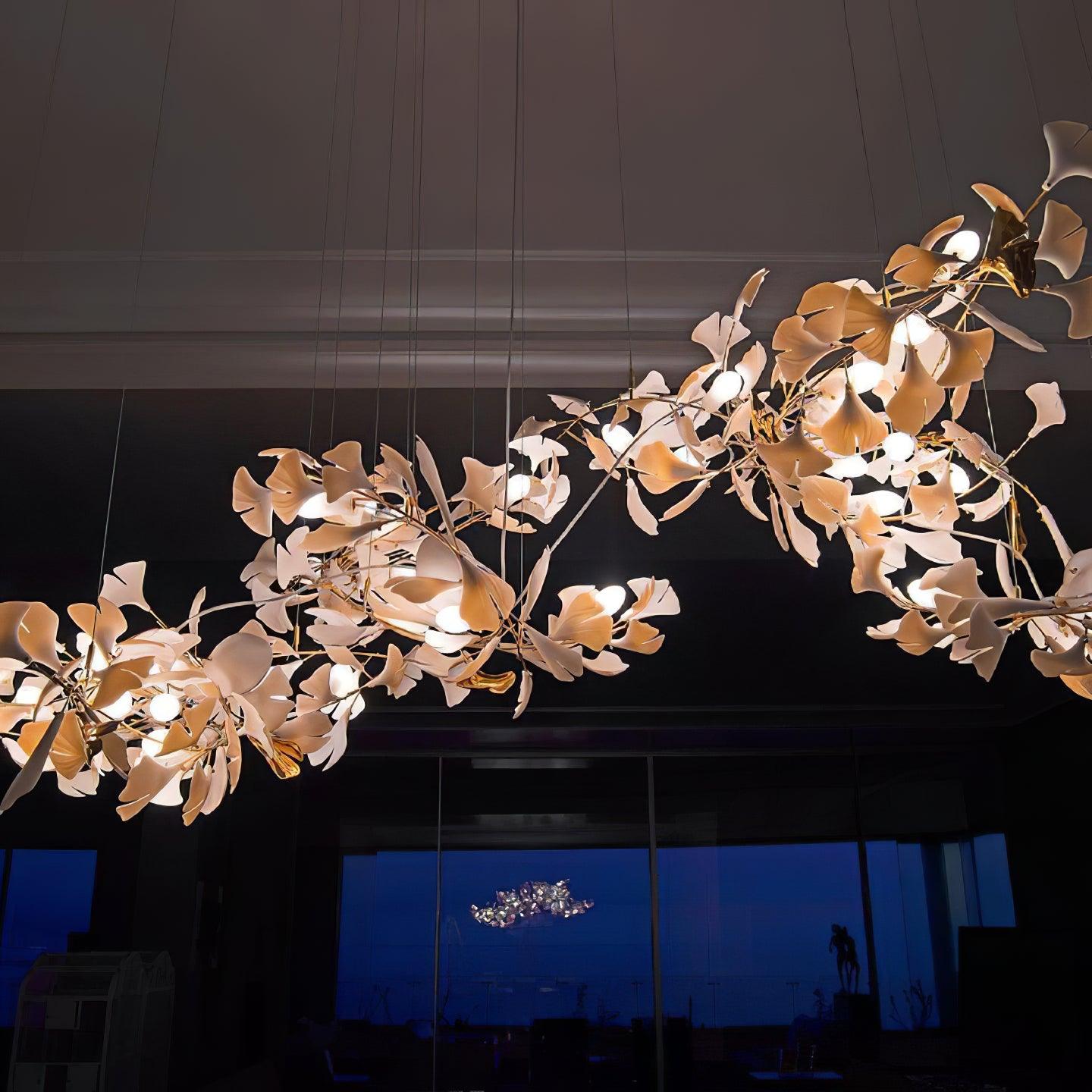 Ayla Chandelier Gingko Petal Ceramic-Neutral Decor
