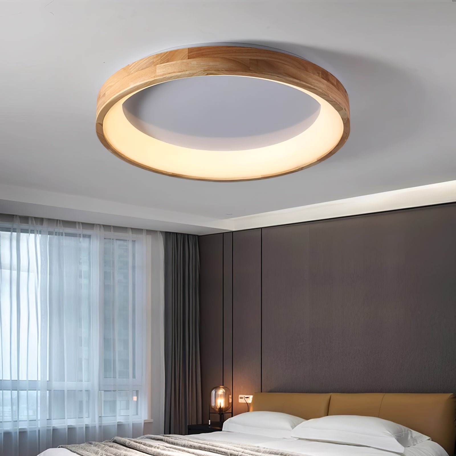 Uphae Modern Minimalist Square Wood Ceiling Light-Neutral Decor