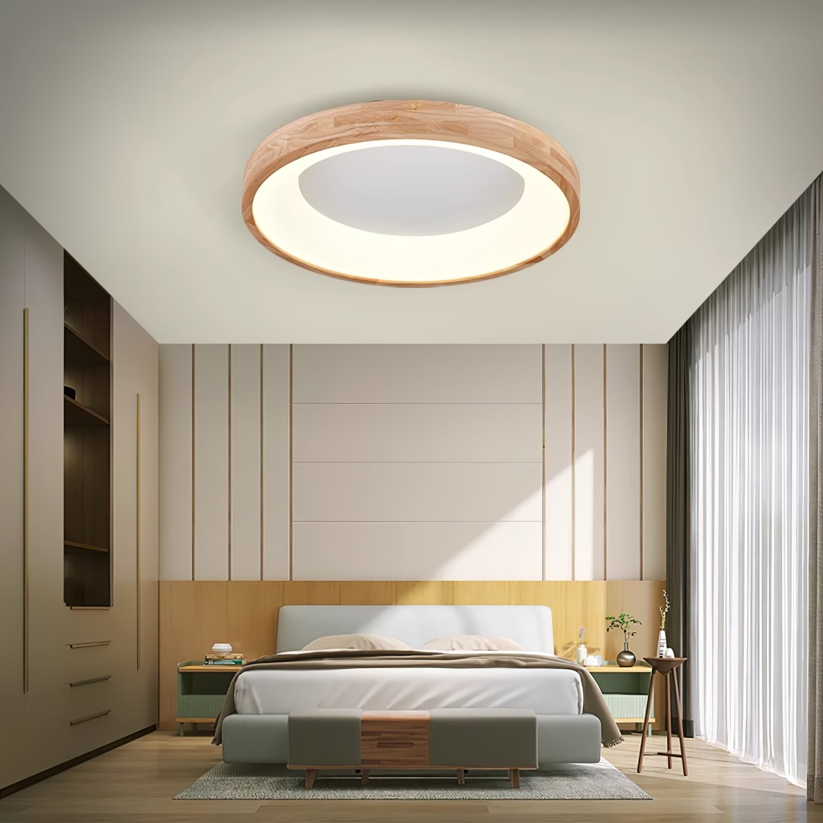 Uphae Modern Minimalist Square Wood Ceiling Light-Neutral Decor