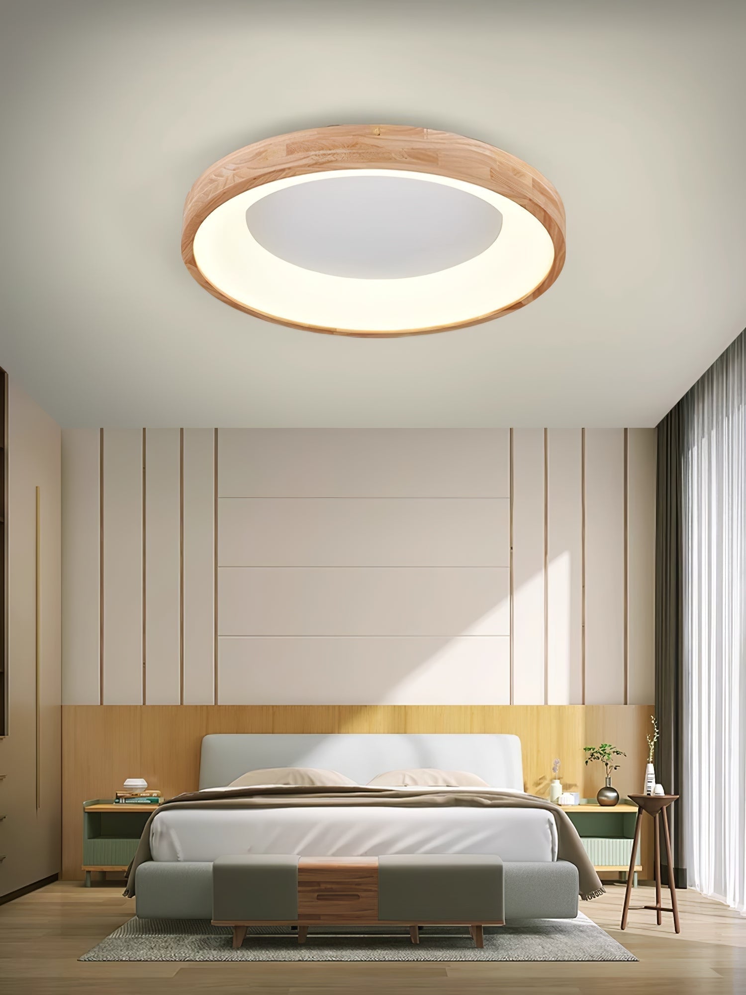 Uphae Modern Minimalist Square Wood Ceiling Light-Neutral Decor