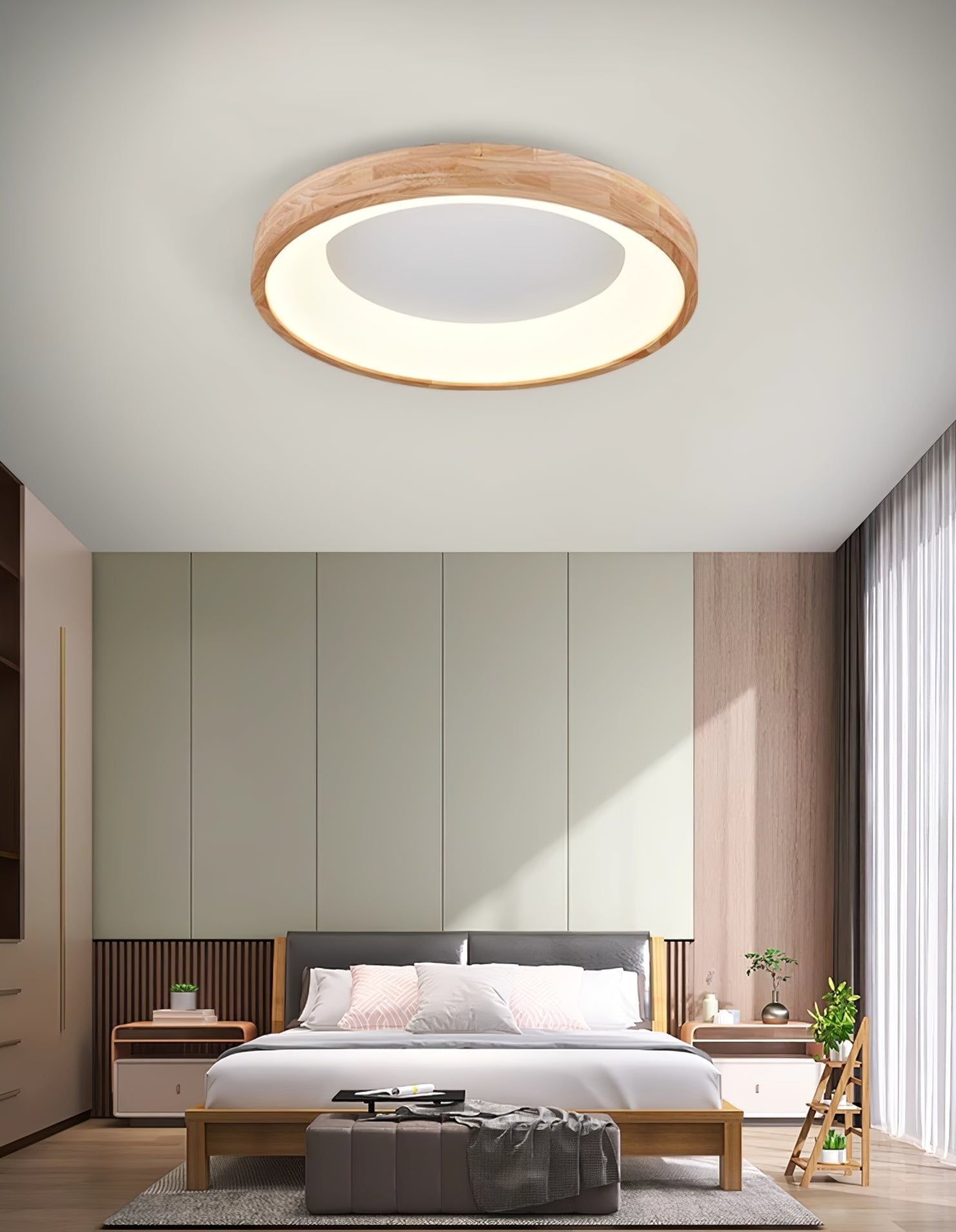 Uphae Modern Minimalist Square Wood Ceiling Light-Neutral Decor