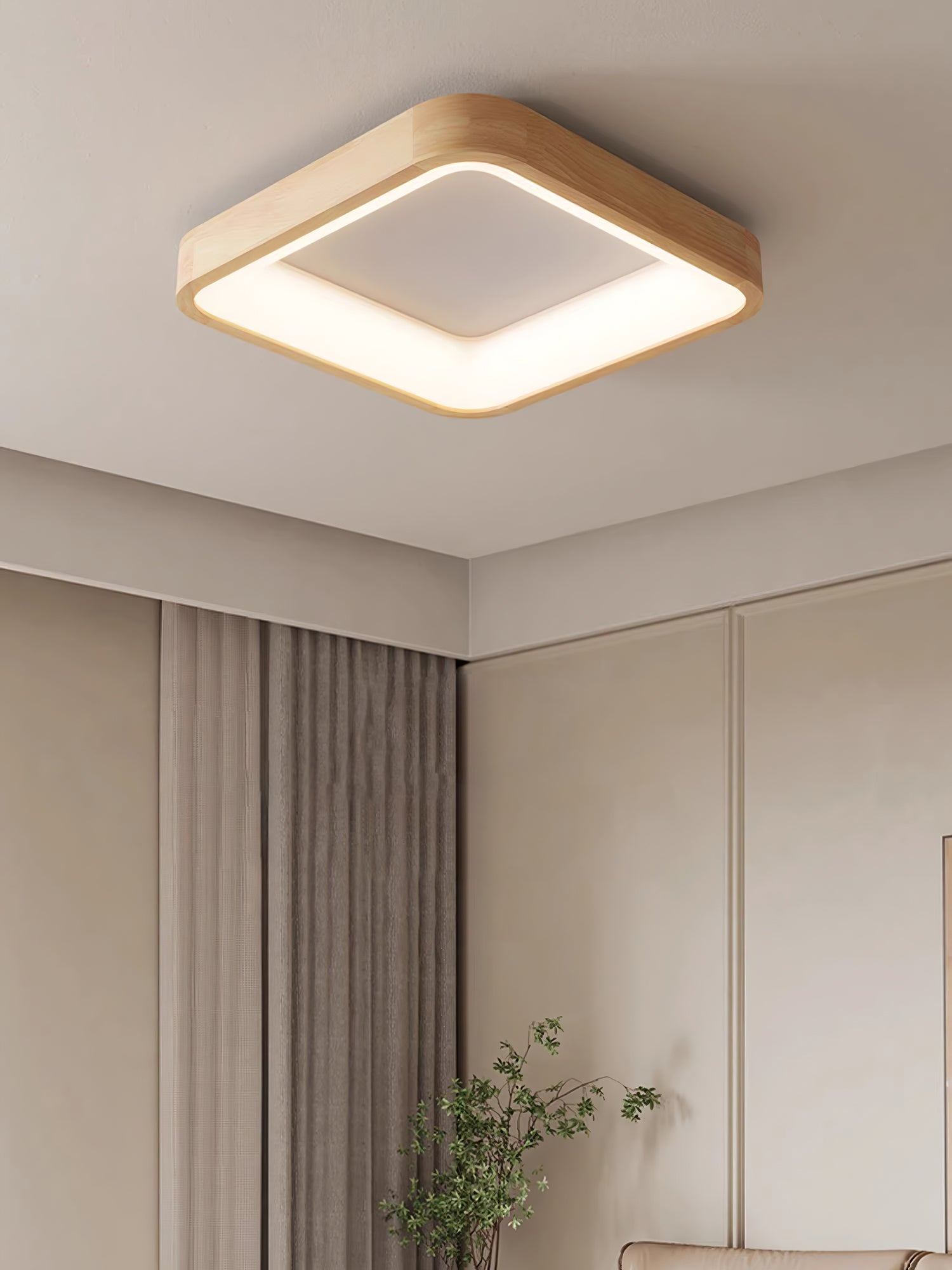 Uphae Modern Minimalist Square Wood Ceiling Light-Neutral Decor