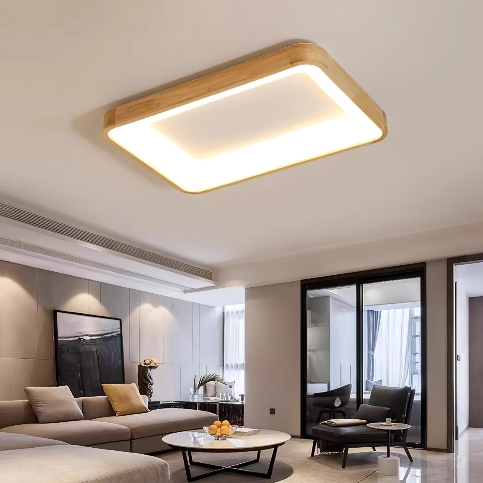 Uphae Modern Minimalist Square Wood Ceiling Light-Neutral Decor