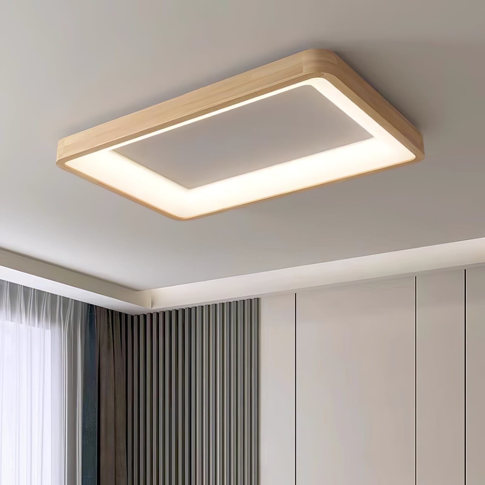 Uphae Modern Minimalist Square Wood Ceiling Light-Neutral Decor