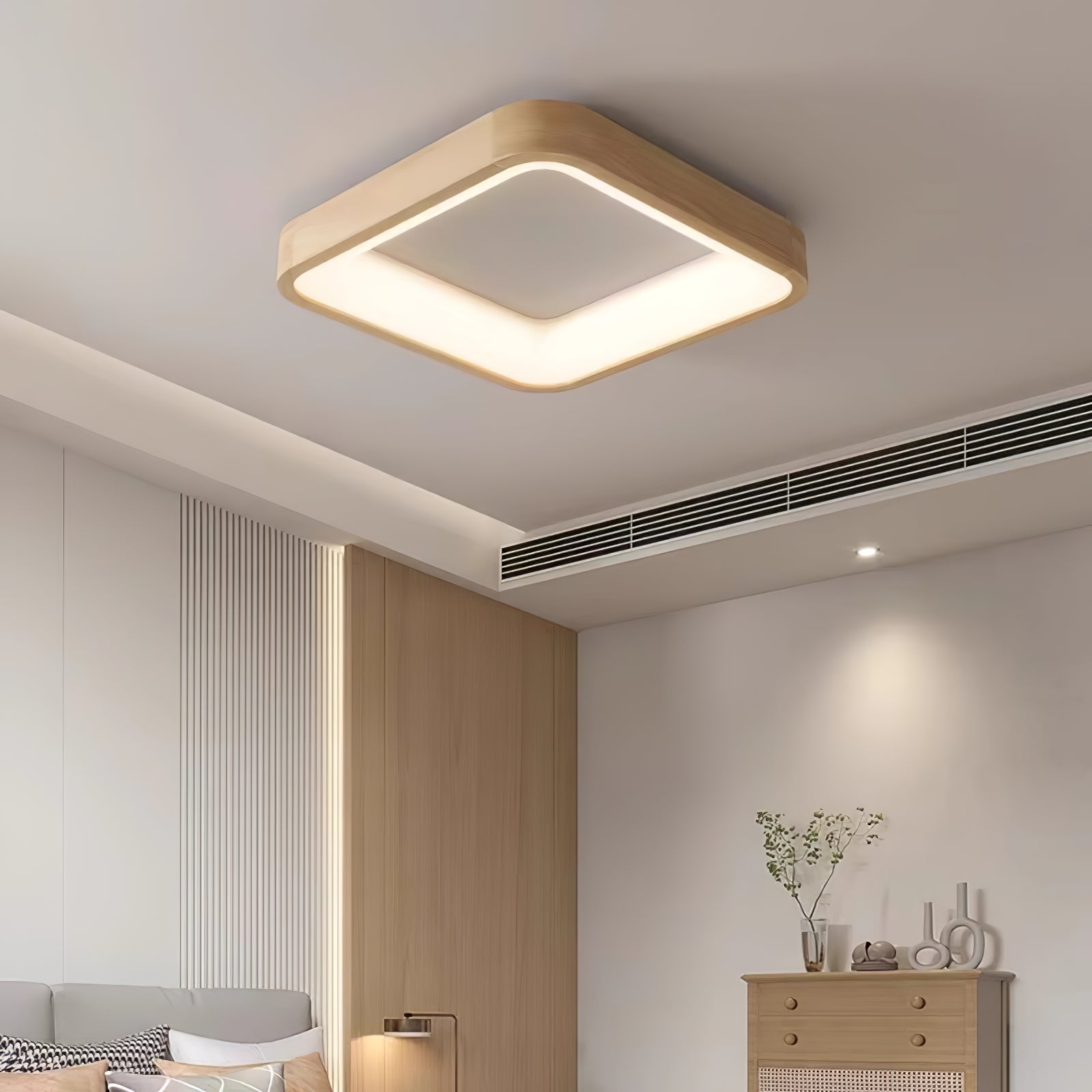 Uphae Modern Minimalist Square Wood Ceiling Light-Neutral Decor