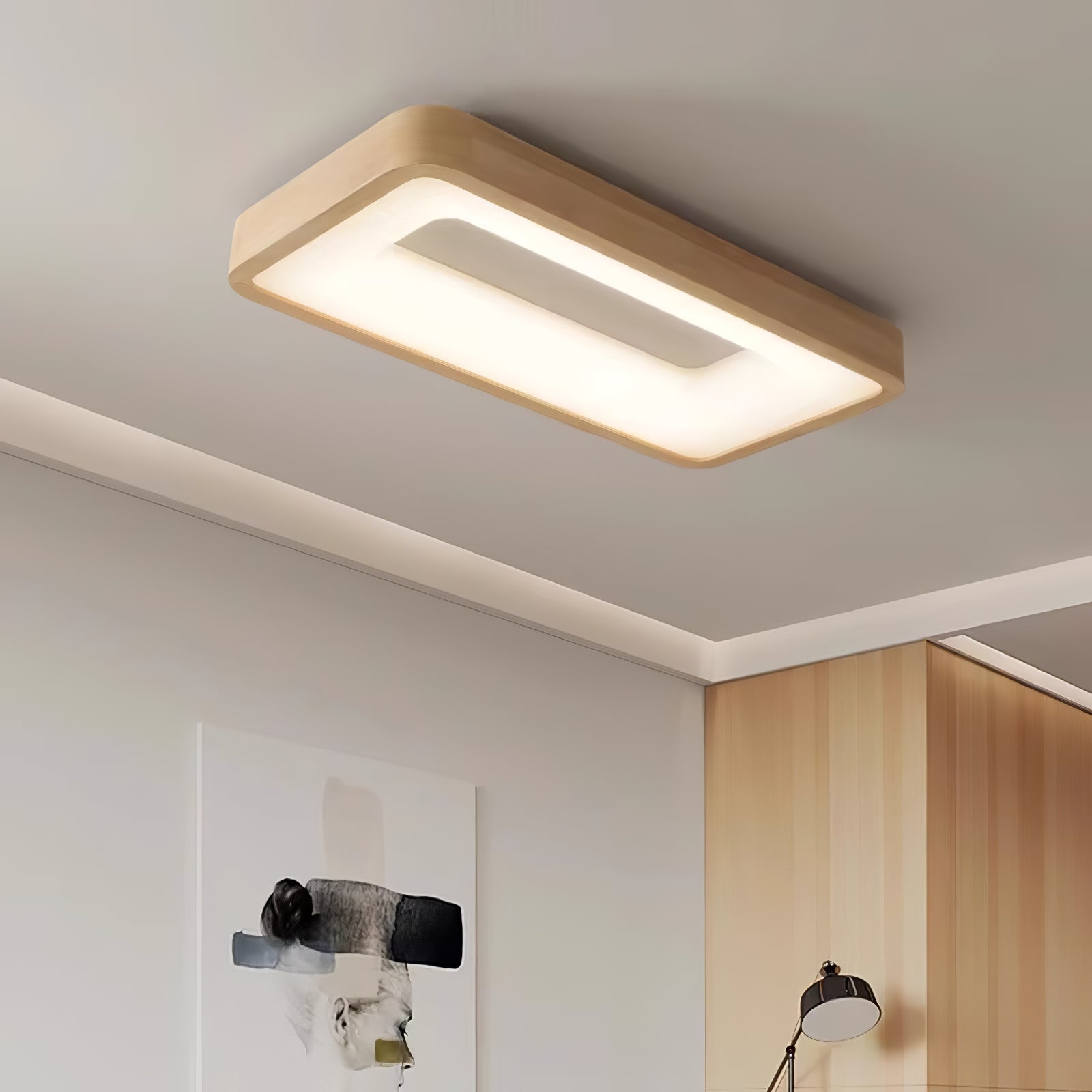 Uphae Modern Minimalist Square Wood Ceiling Light-Neutral Decor