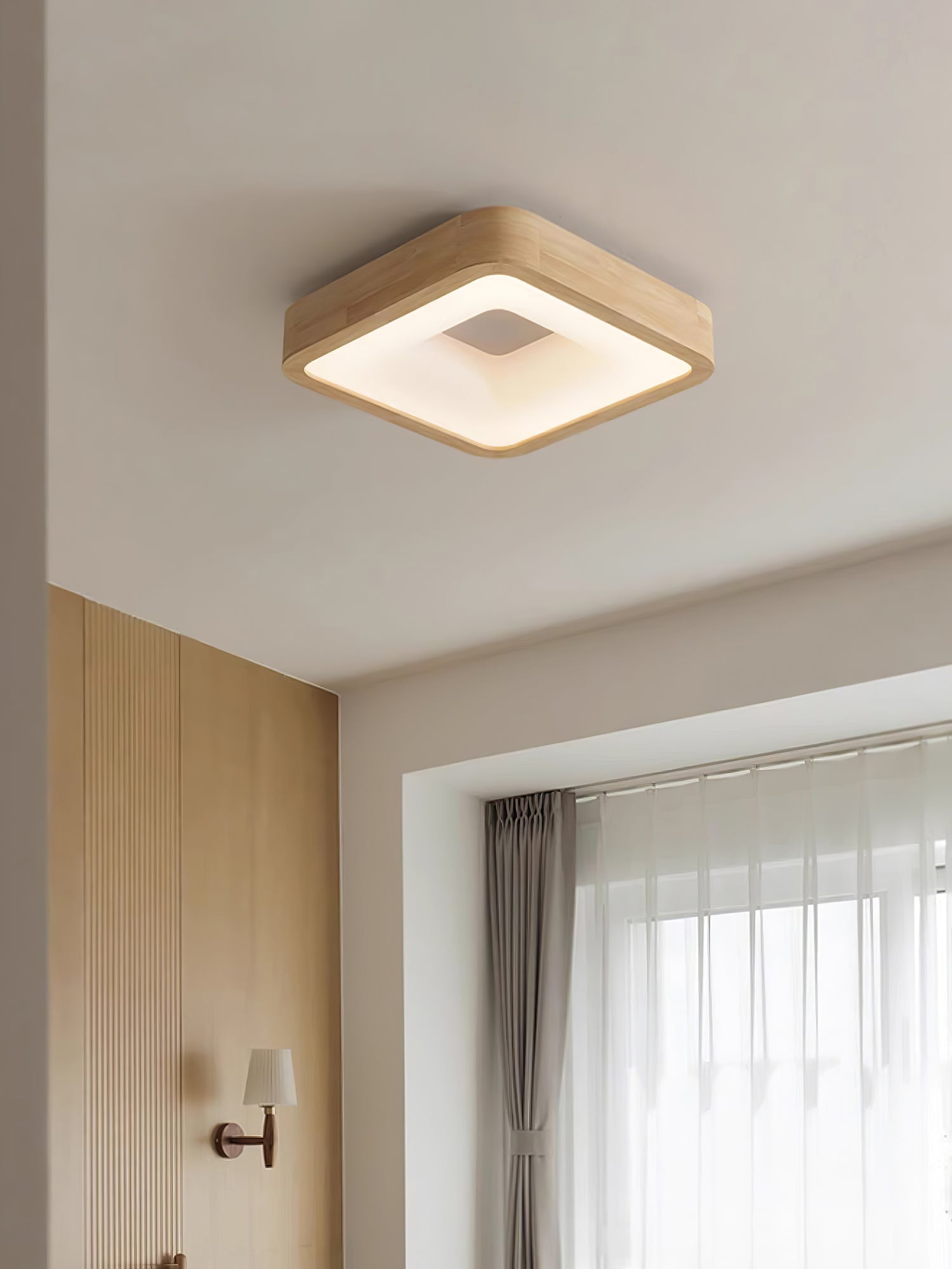 Uphae Modern Minimalist Square Wood Ceiling Light-Neutral Decor