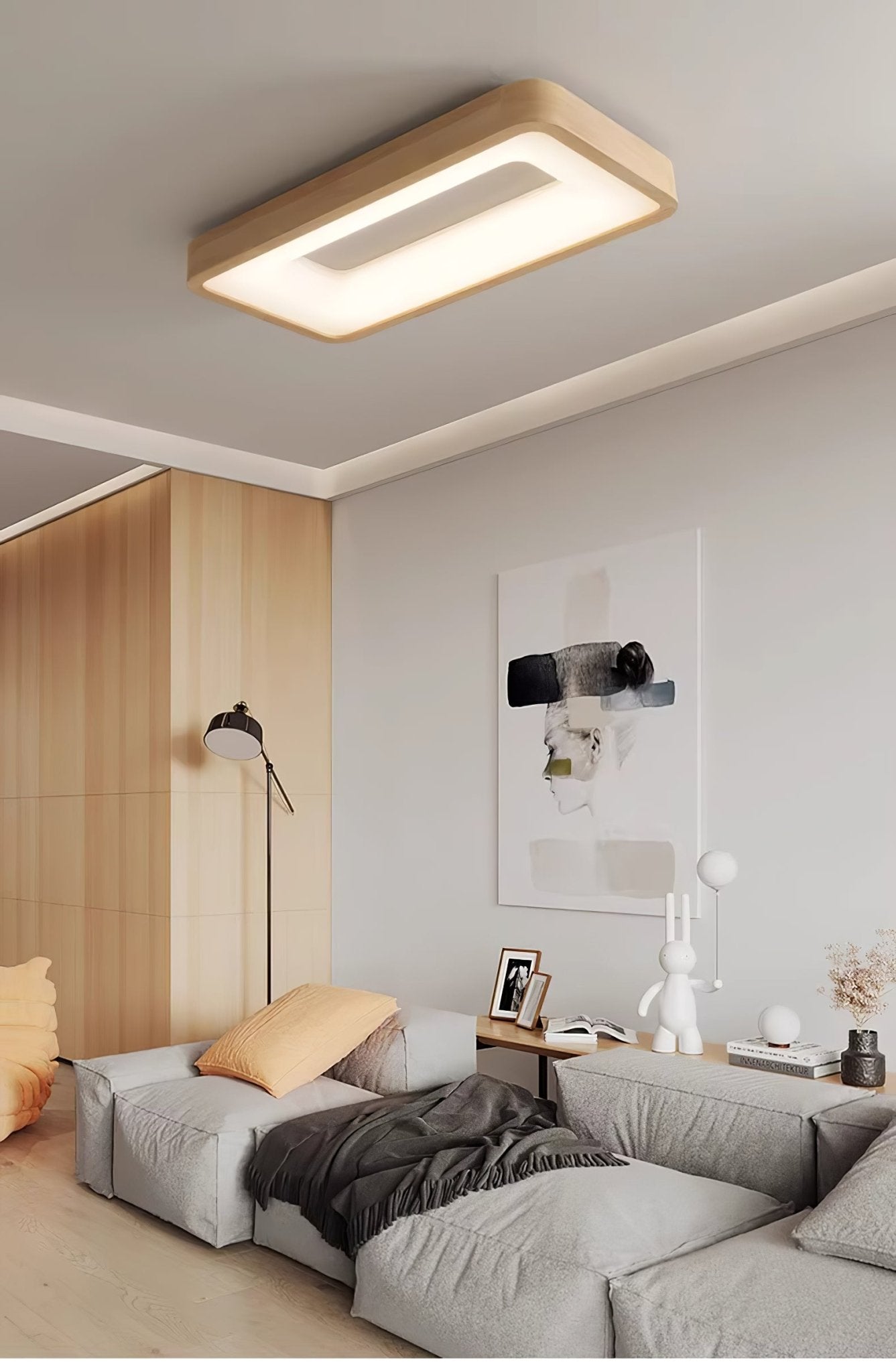 Uphae Modern Minimalist Square Wood Ceiling Light-Neutral Decor