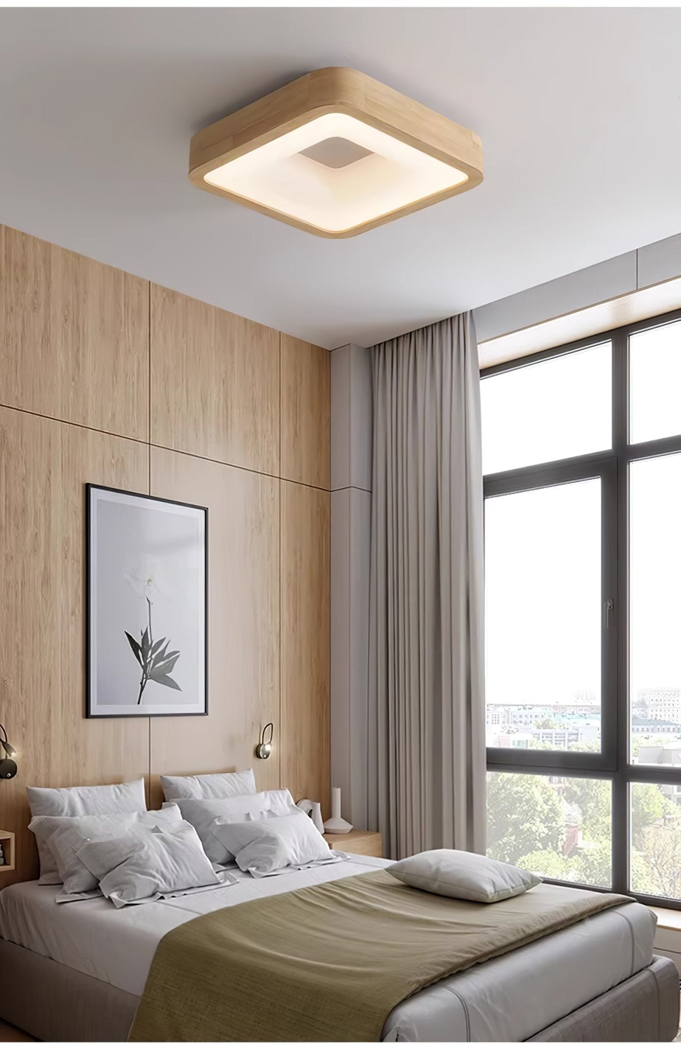 Uphae Modern Minimalist Square Wood Ceiling Light-Neutral Decor