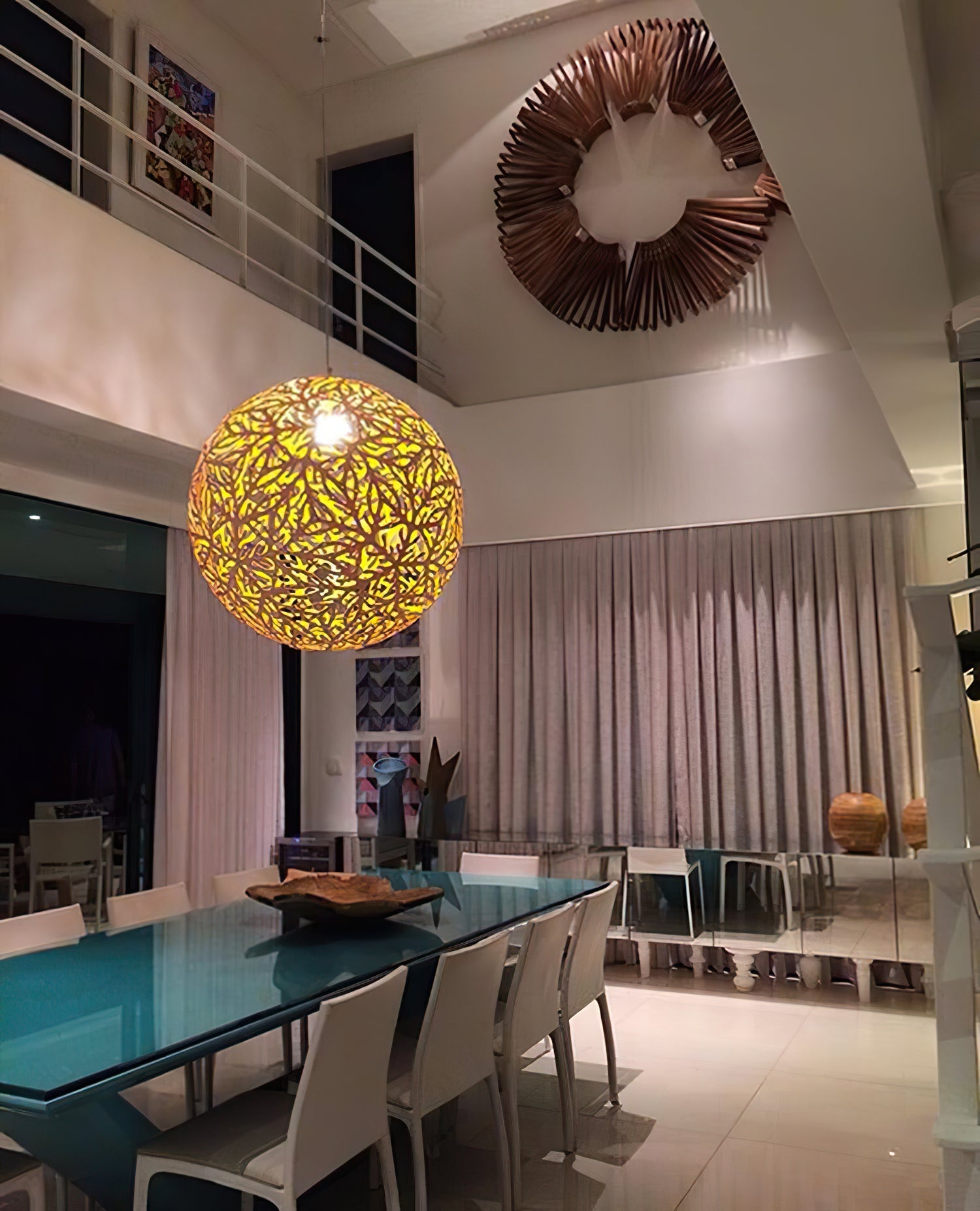 Lustra Pendant Light Geometric Wooden Woven-Neutral Decor