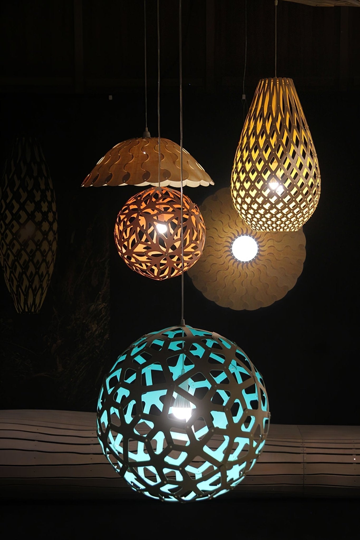 Lustra Pendant Light Geometric Wooden Woven-Neutral Decor