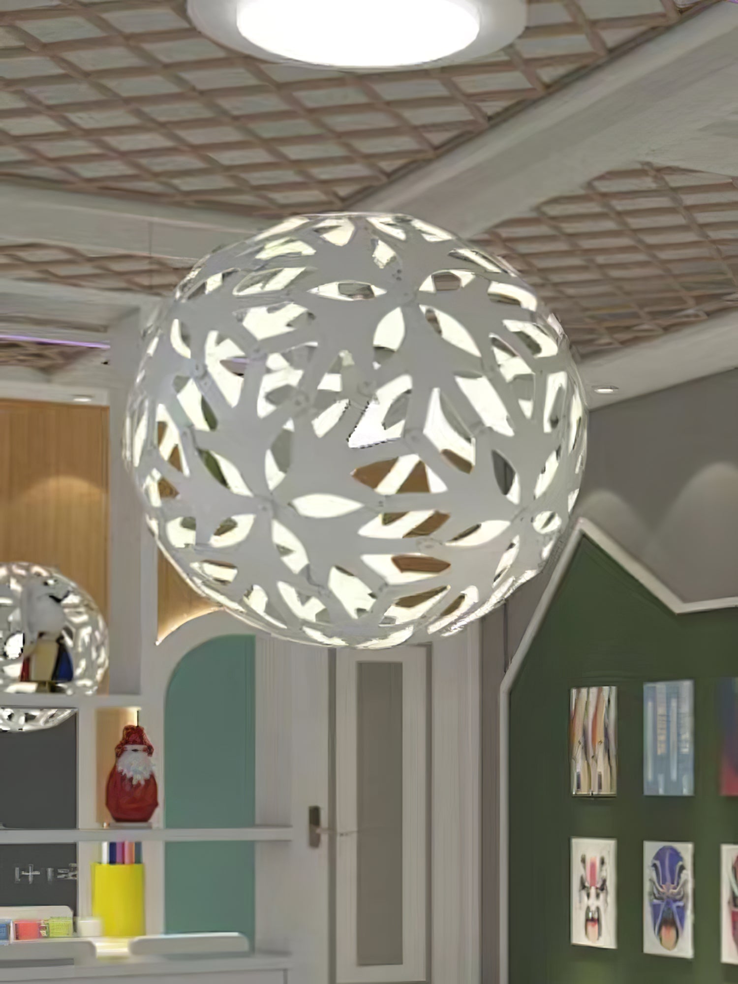 Lustra Pendant Light Geometric Wooden Woven-Neutral Decor