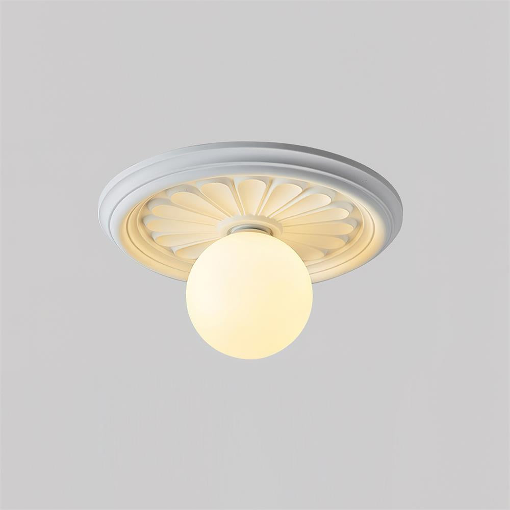 Elya Vintage Carved Ceiling Light with Globe Shade-Neutral Decor