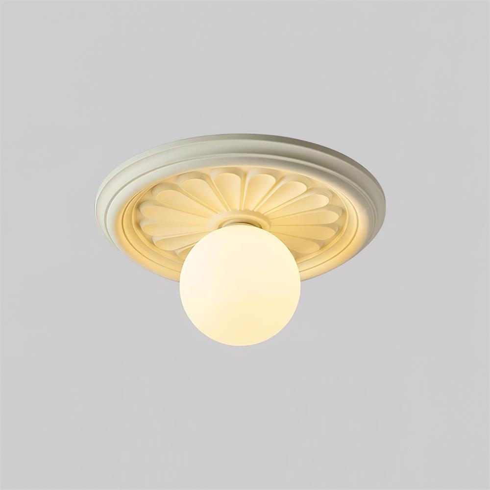 Elya Vintage Carved Ceiling Light with Globe Shade-Neutral Decor