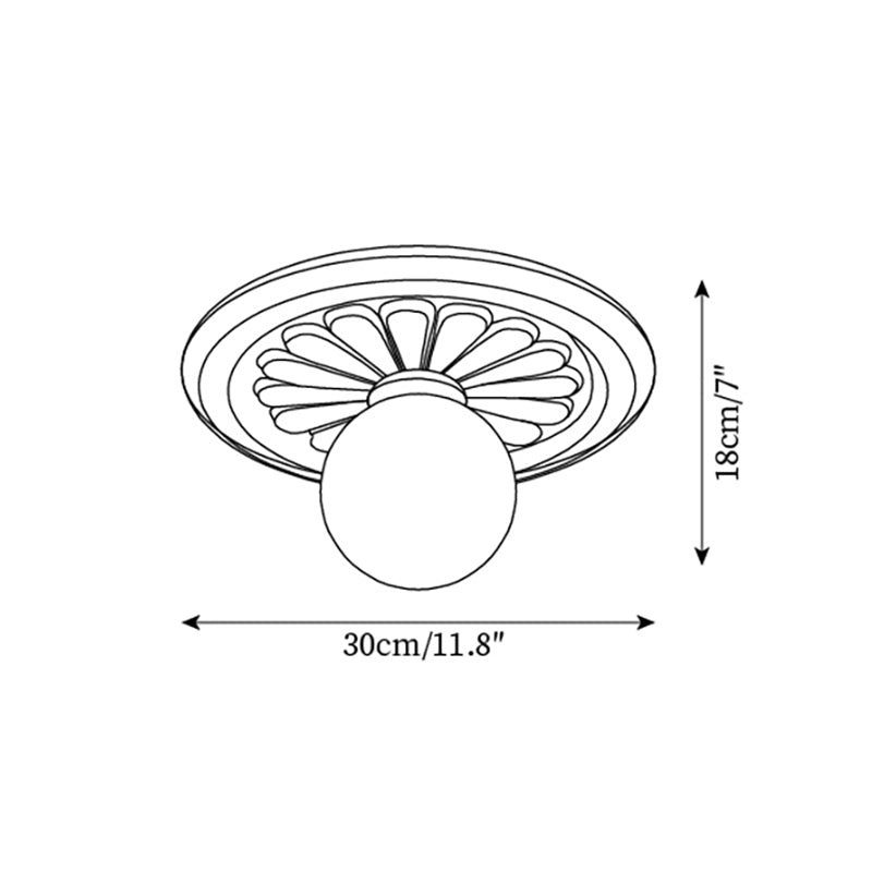 Ivorelle Vintage Carved Ceiling Light with Globe Shade