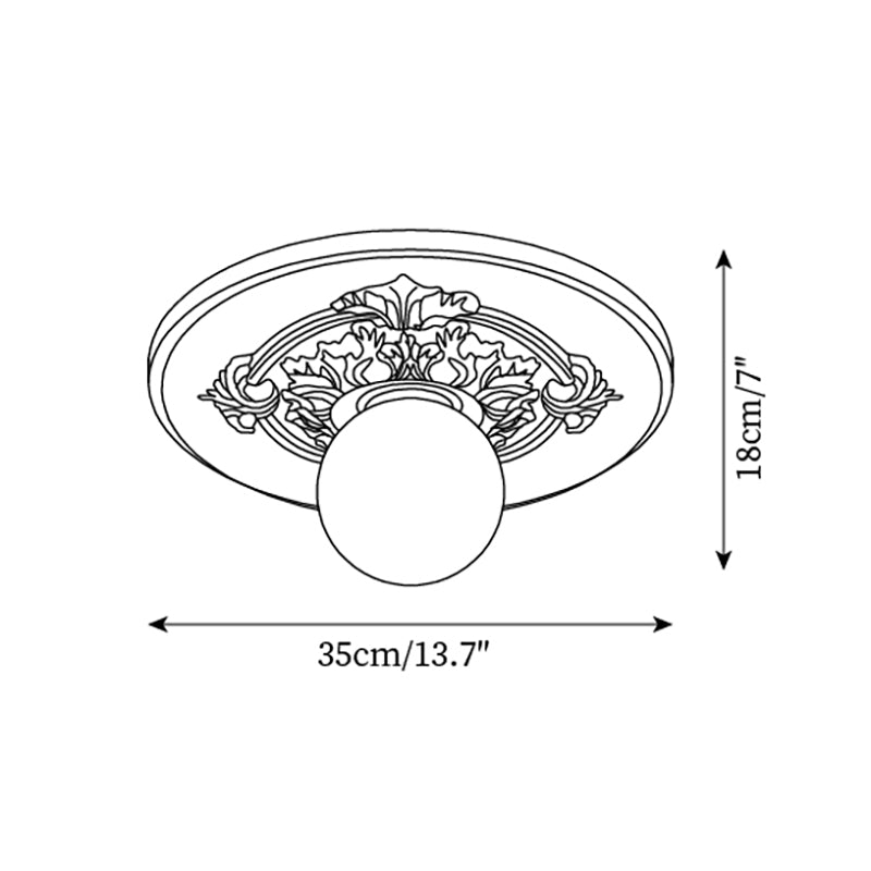 Elya Vintage Carved Ceiling Light with Globe Shade-Neutral Decor
