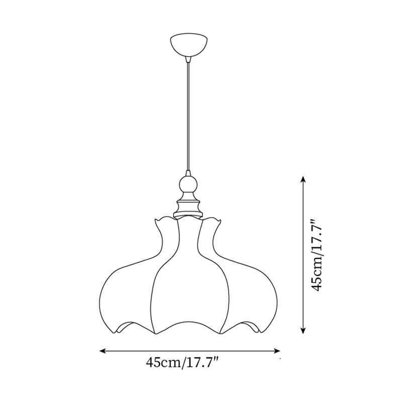 Pendant Lamp Metal and Wood Fabric Vintage Floral Elegant