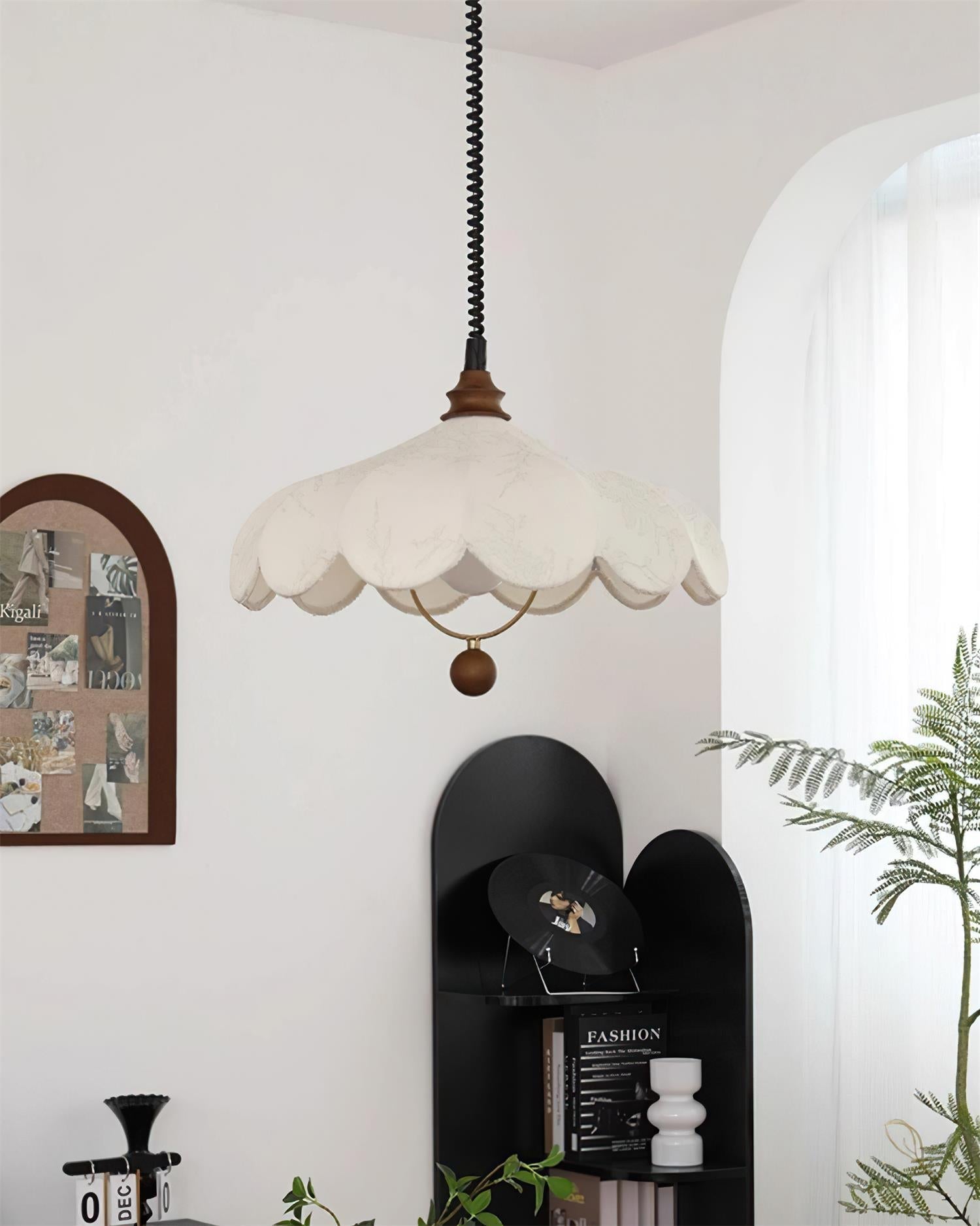 Pendant Lamp Petals with Pattern Vintage Floral French Elegance