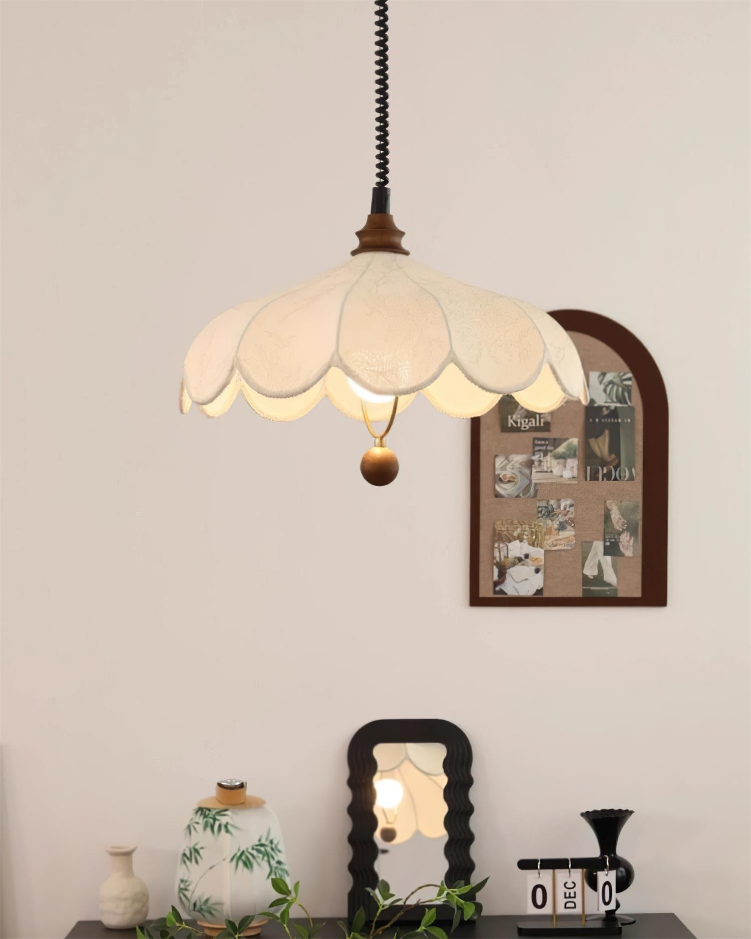Pendant Lamp Petals with Pattern Vintage Floral French Elegance