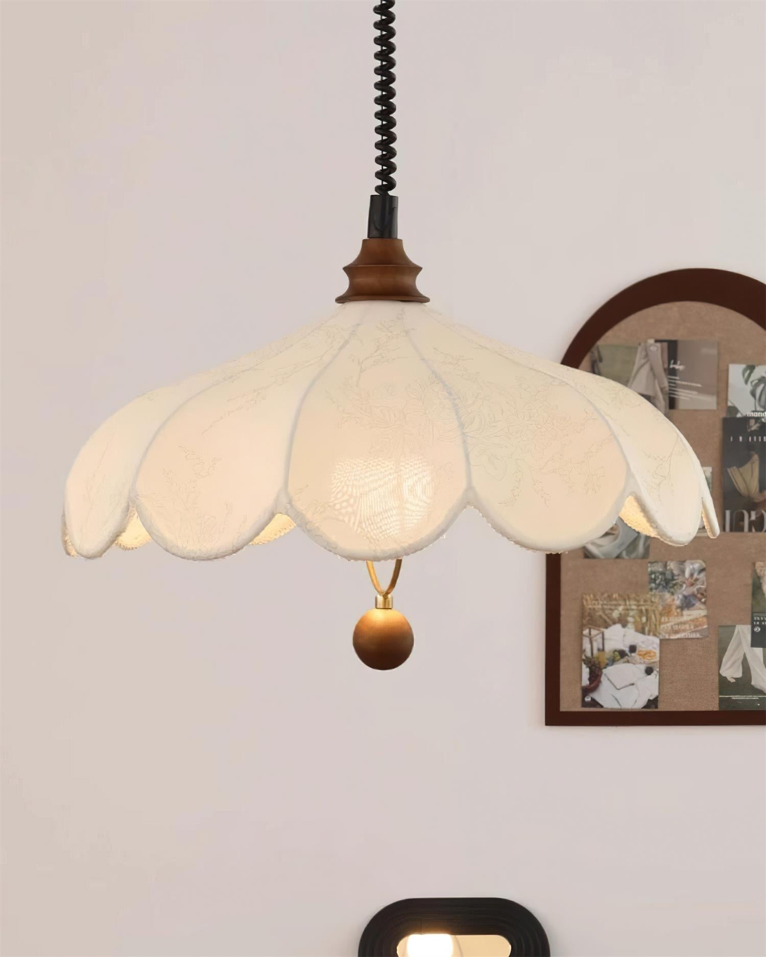Pendant Lamp Petals with Pattern Vintage Floral French Elegance