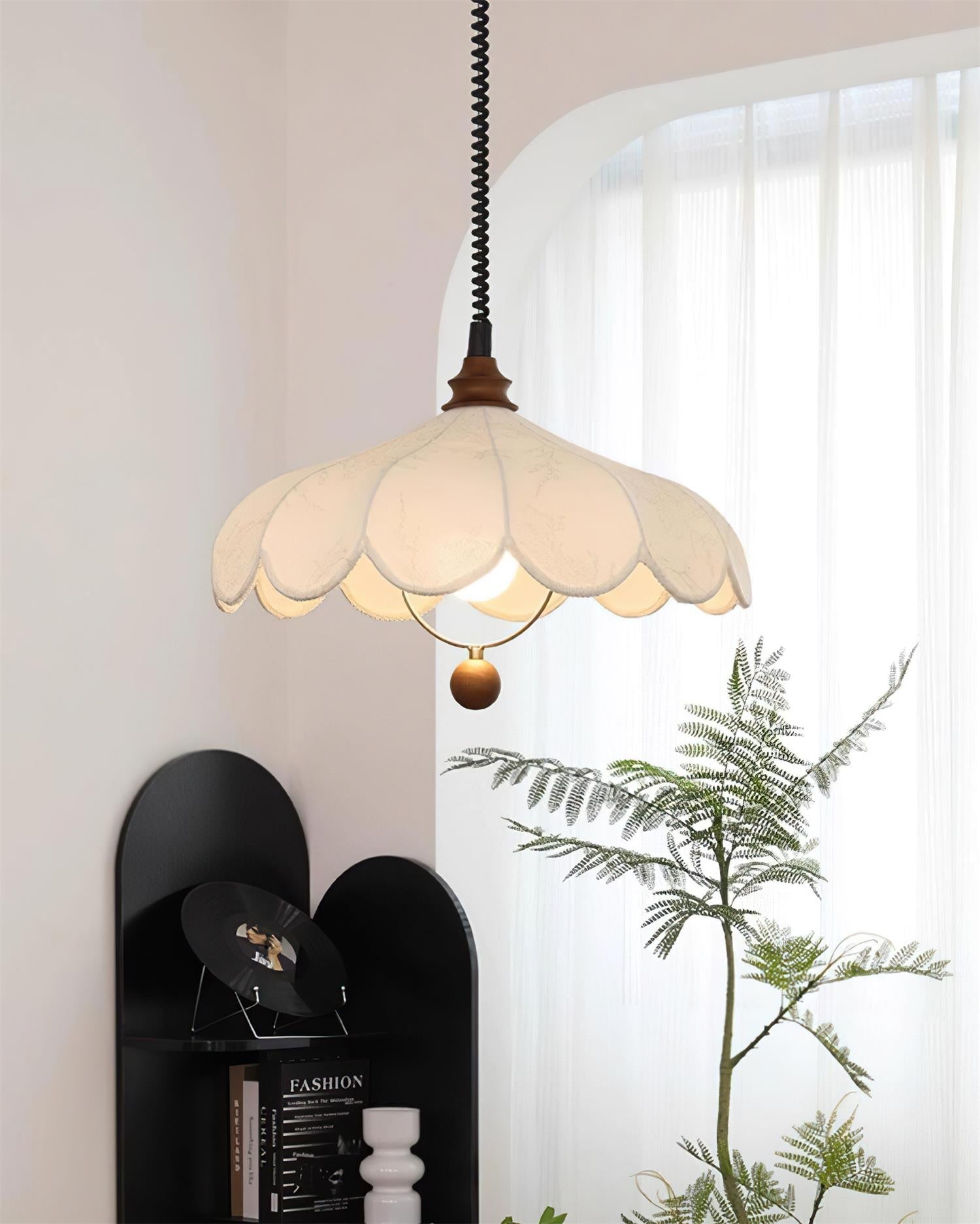 Pendant Lamp Petals with Pattern Vintage Floral French Elegance