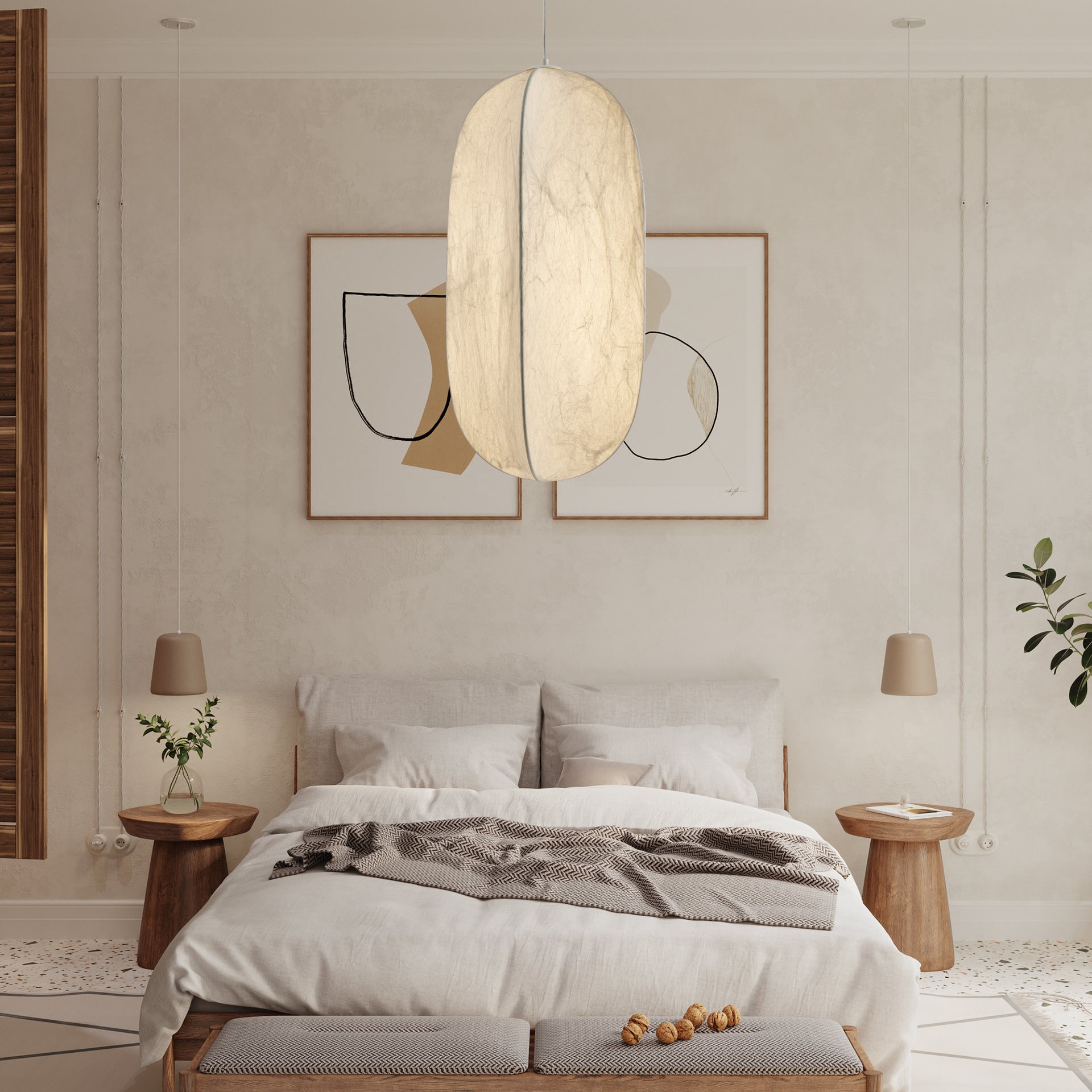 Dune Minimalist Silk Pendant Lamp-Neutral Decor