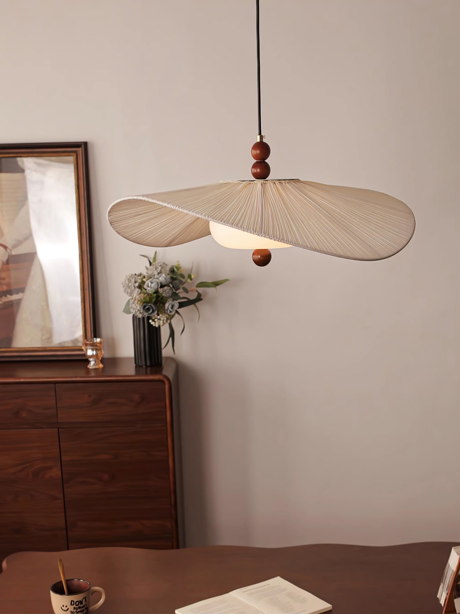 Zovenil Organic Fabric Pendant Light-Neutral Decor