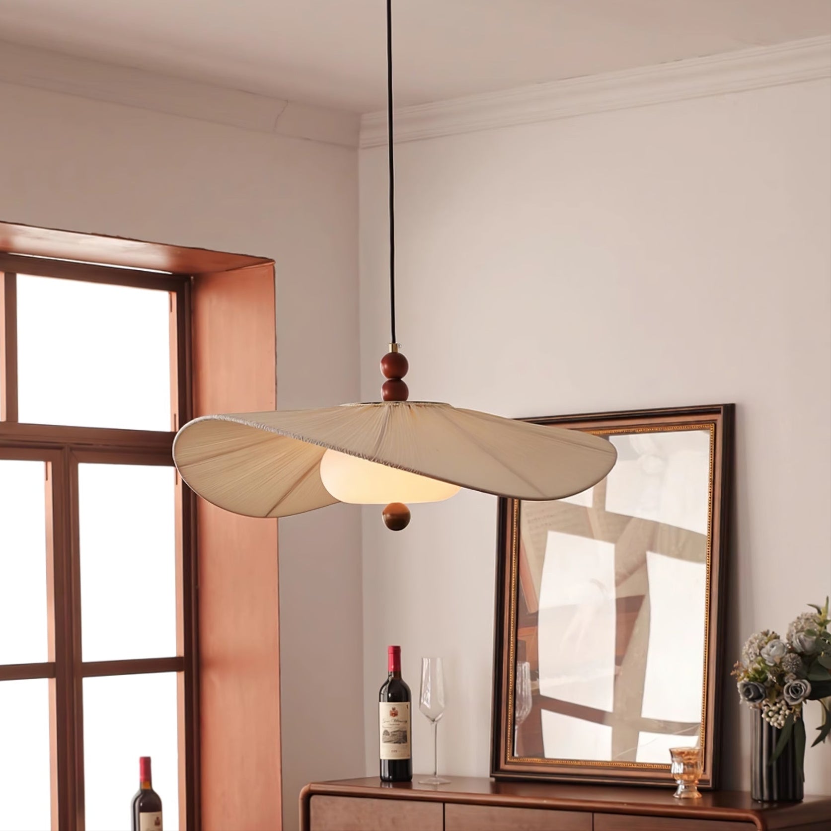 Zovenil Organic Fabric Pendant Light-Neutral Decor